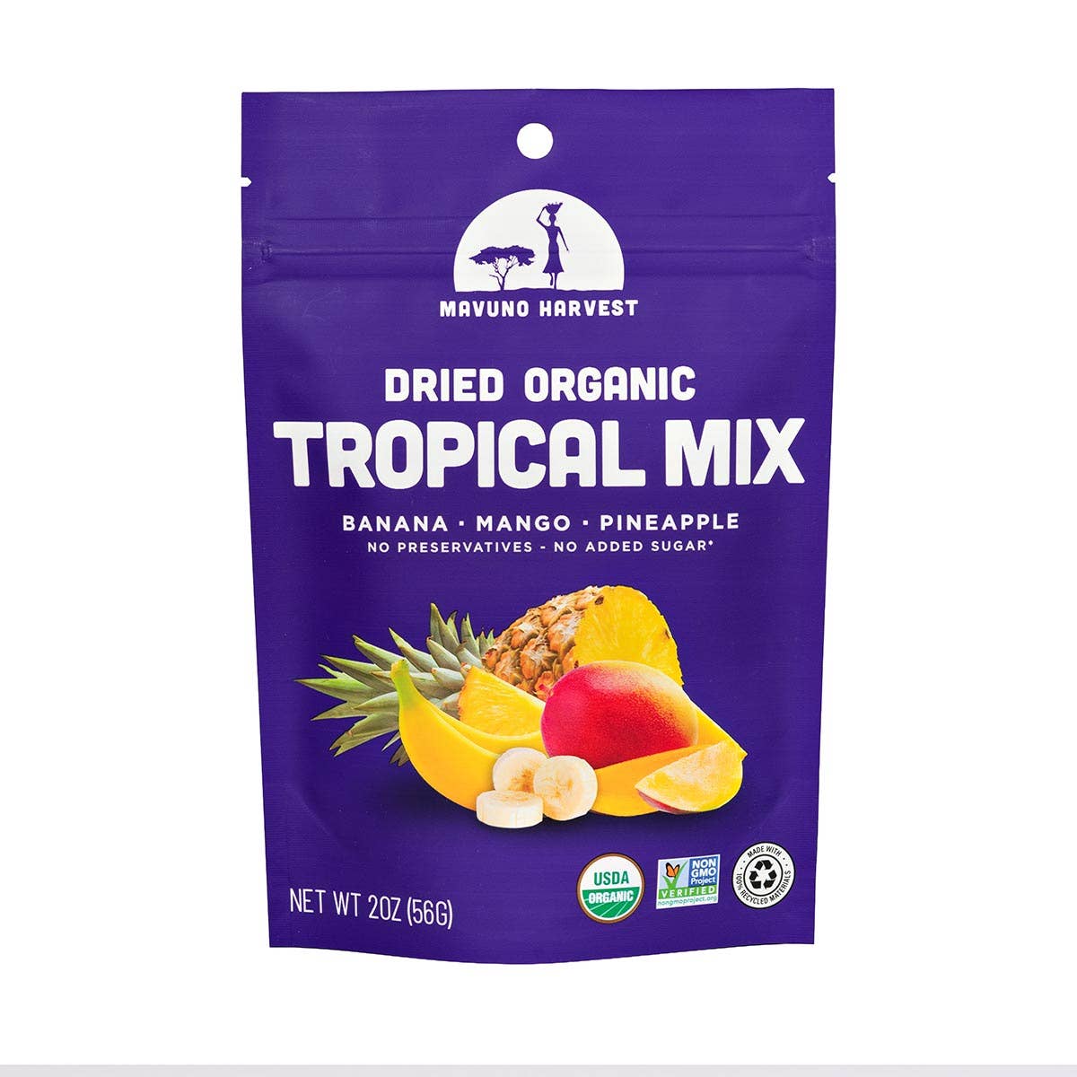 Organic Dried Tropical Mix (Mango, Banana, Pineapple), 6-pack case