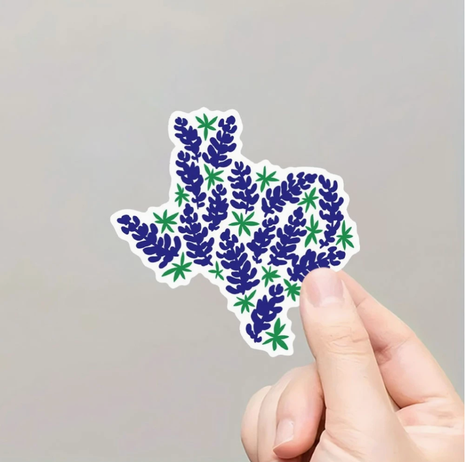 Texas State Bluebonnet sticker detail view
