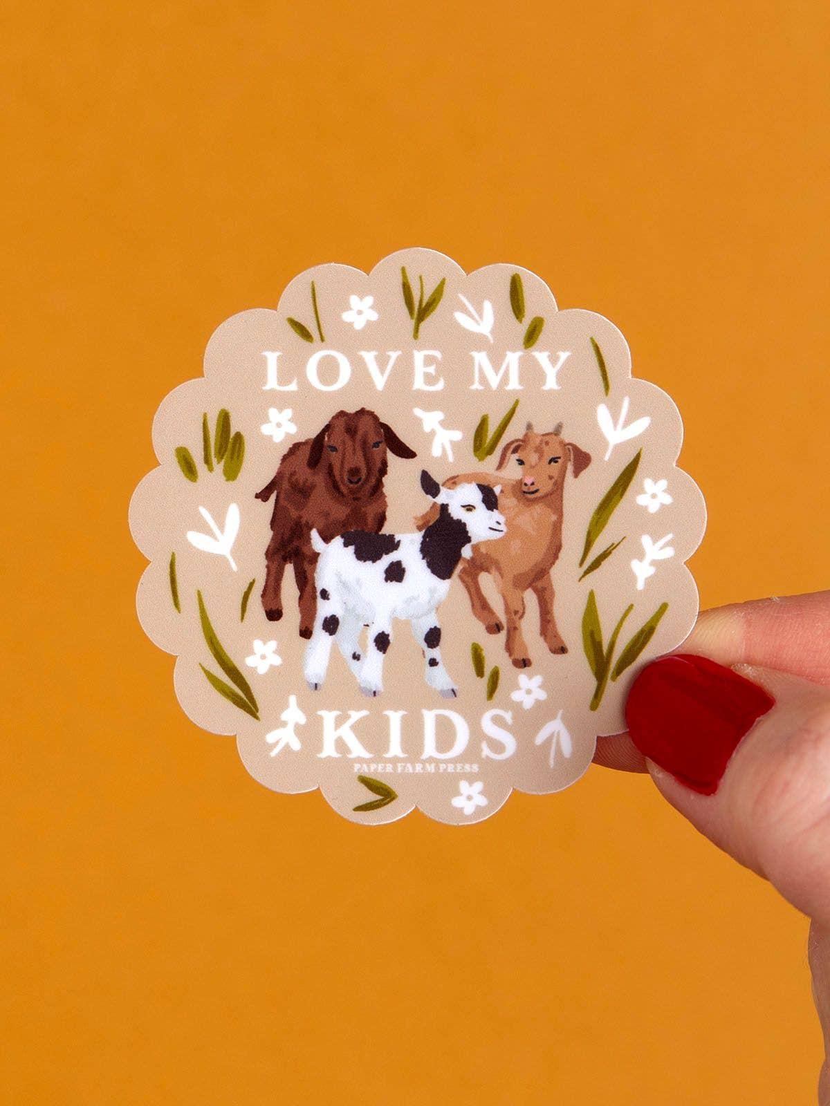 Love My Kids Goats decal sticker with goat illustration