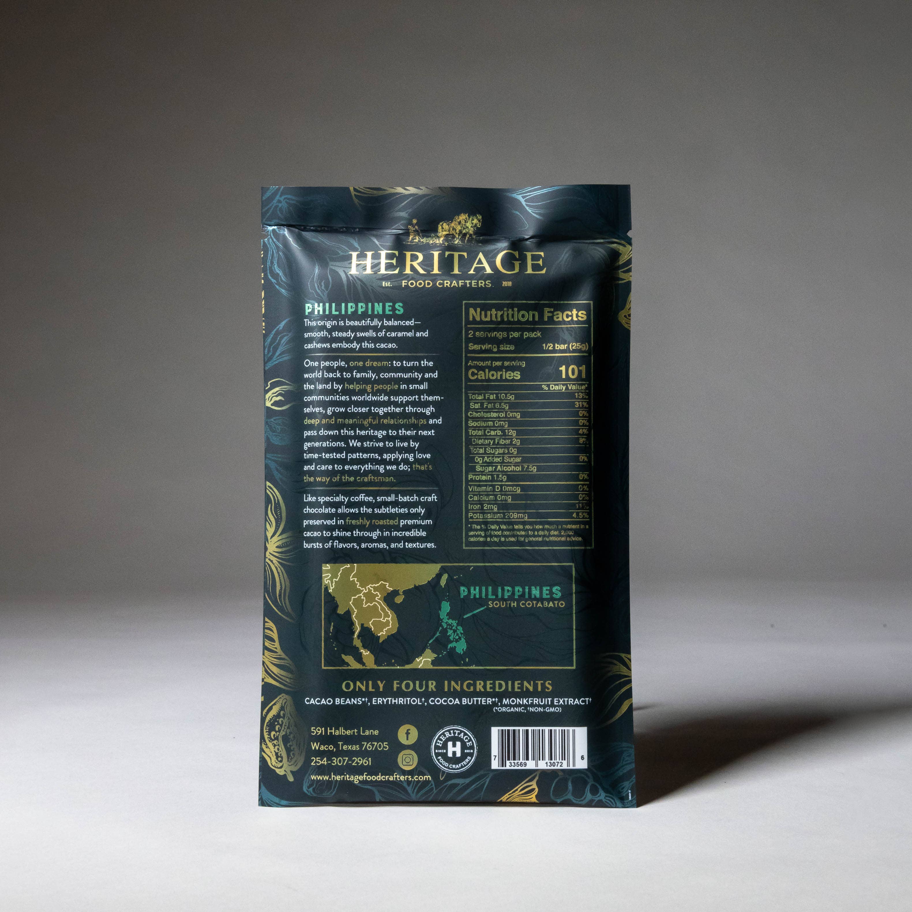 Sugar-Free Philippines 70% Dark 50g  - Award-Winning Craft Chocolate Bars