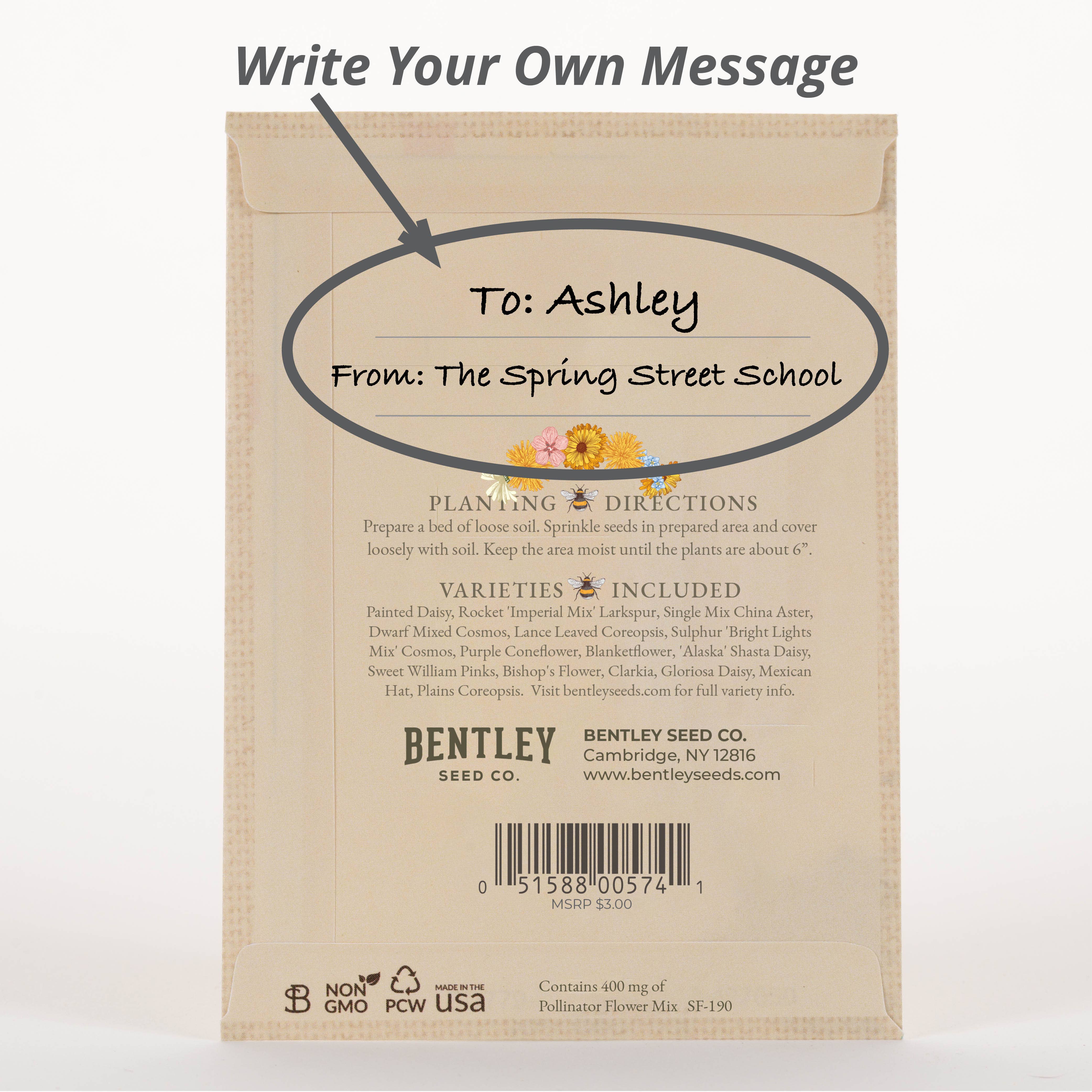 Bentley Seed Co. - Bee Kind Pollinator Wildflower Mix Seed Packets