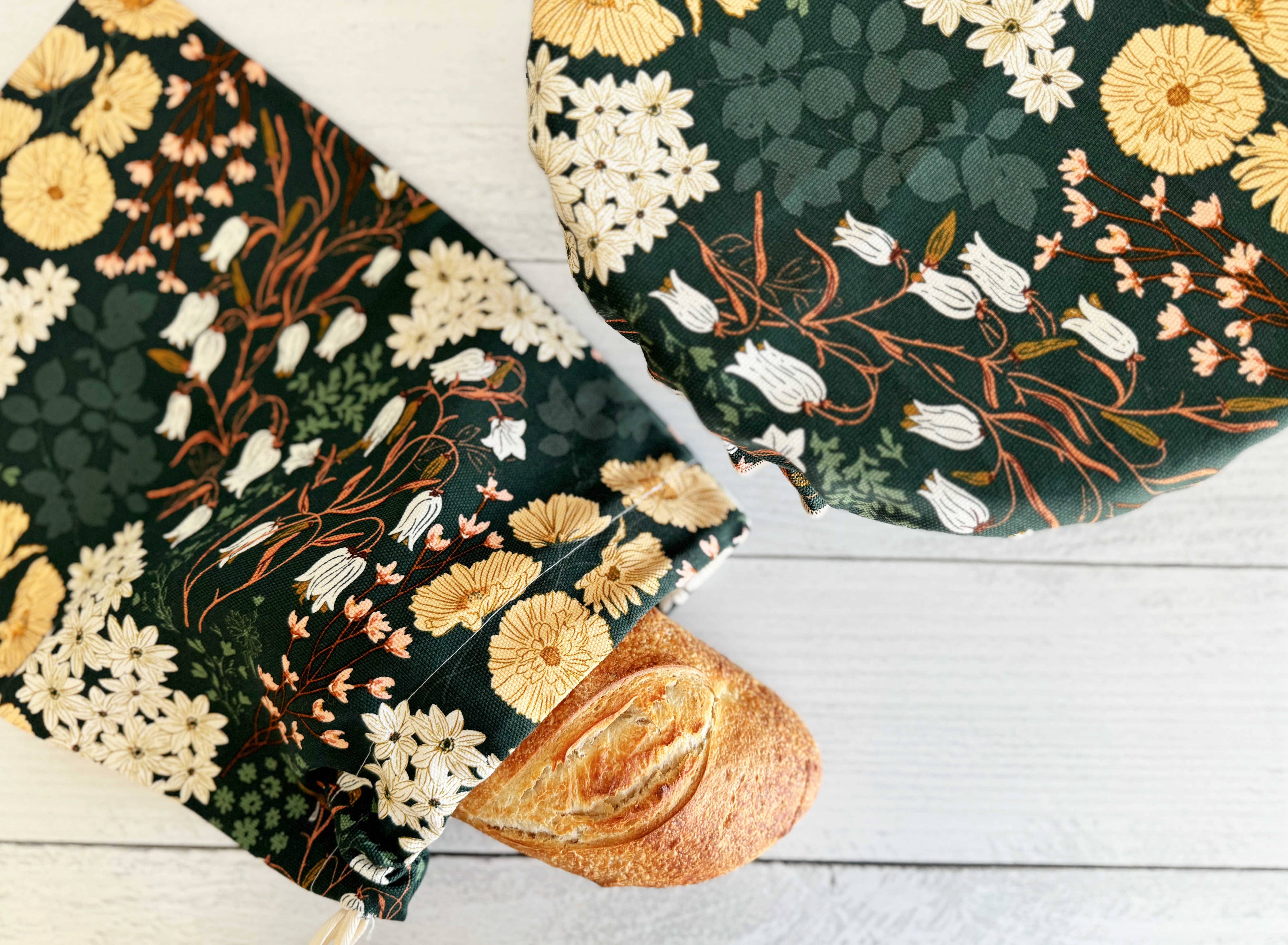 Bread Makers Set- Bowl Cover and Bread Bag- Enchanted Garden