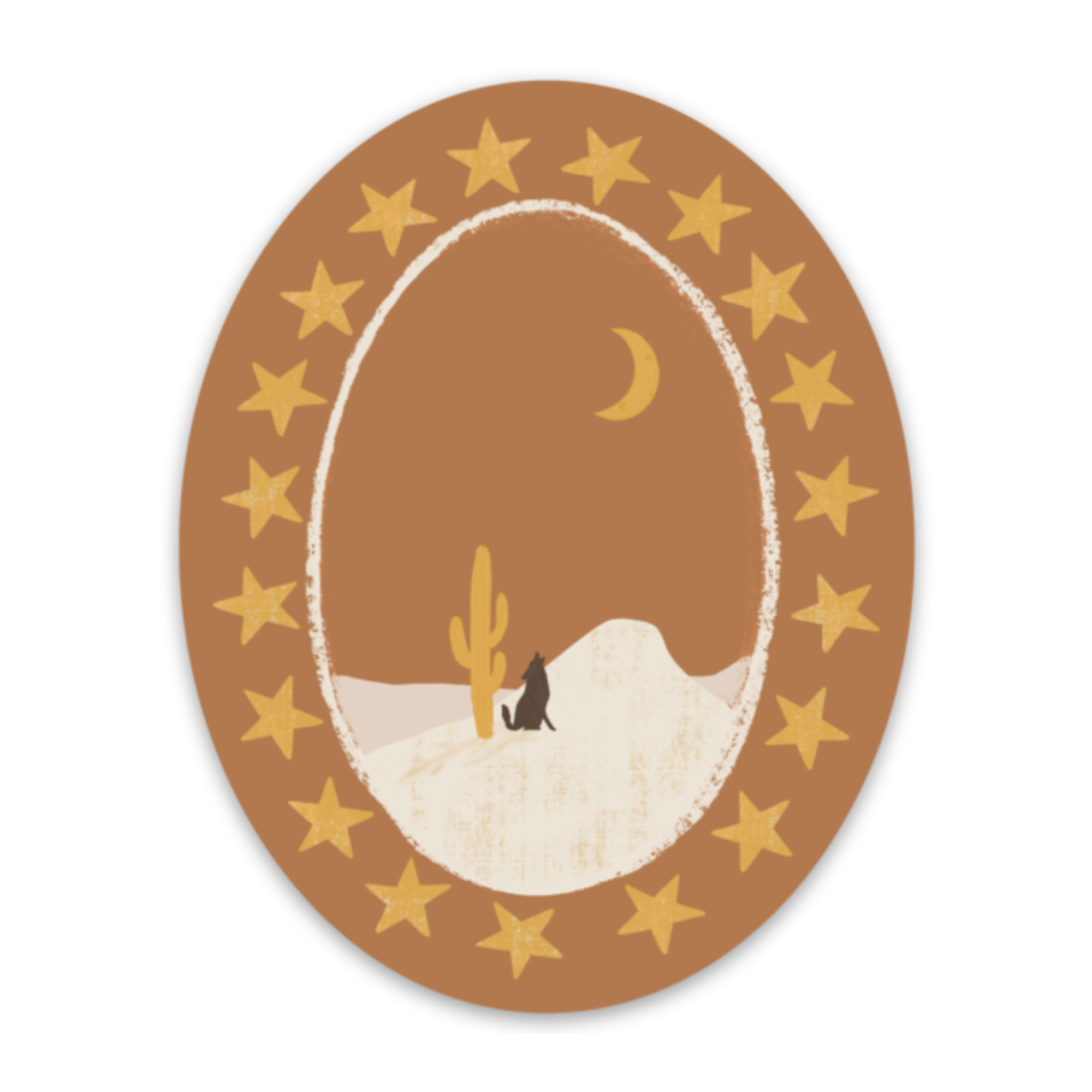 Starstruck Coyote vinyl sticker with howling coyote design