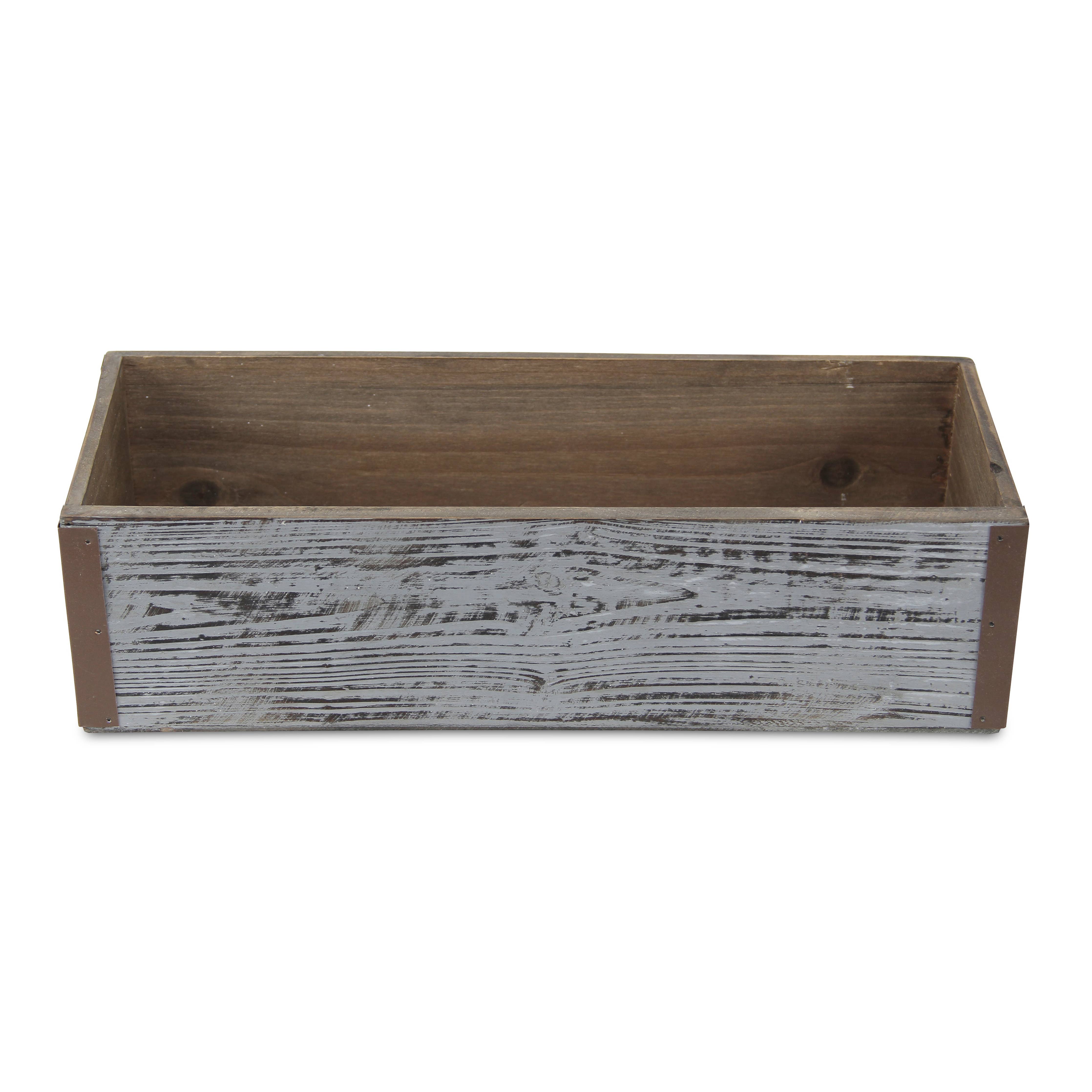 Fiorel Rectangular Gray Wood Planter