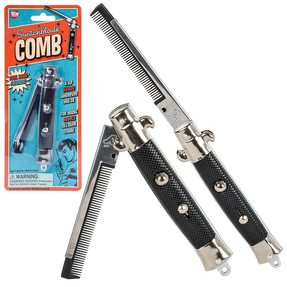 LLB Switch Blade Comb novelty toy on blister card