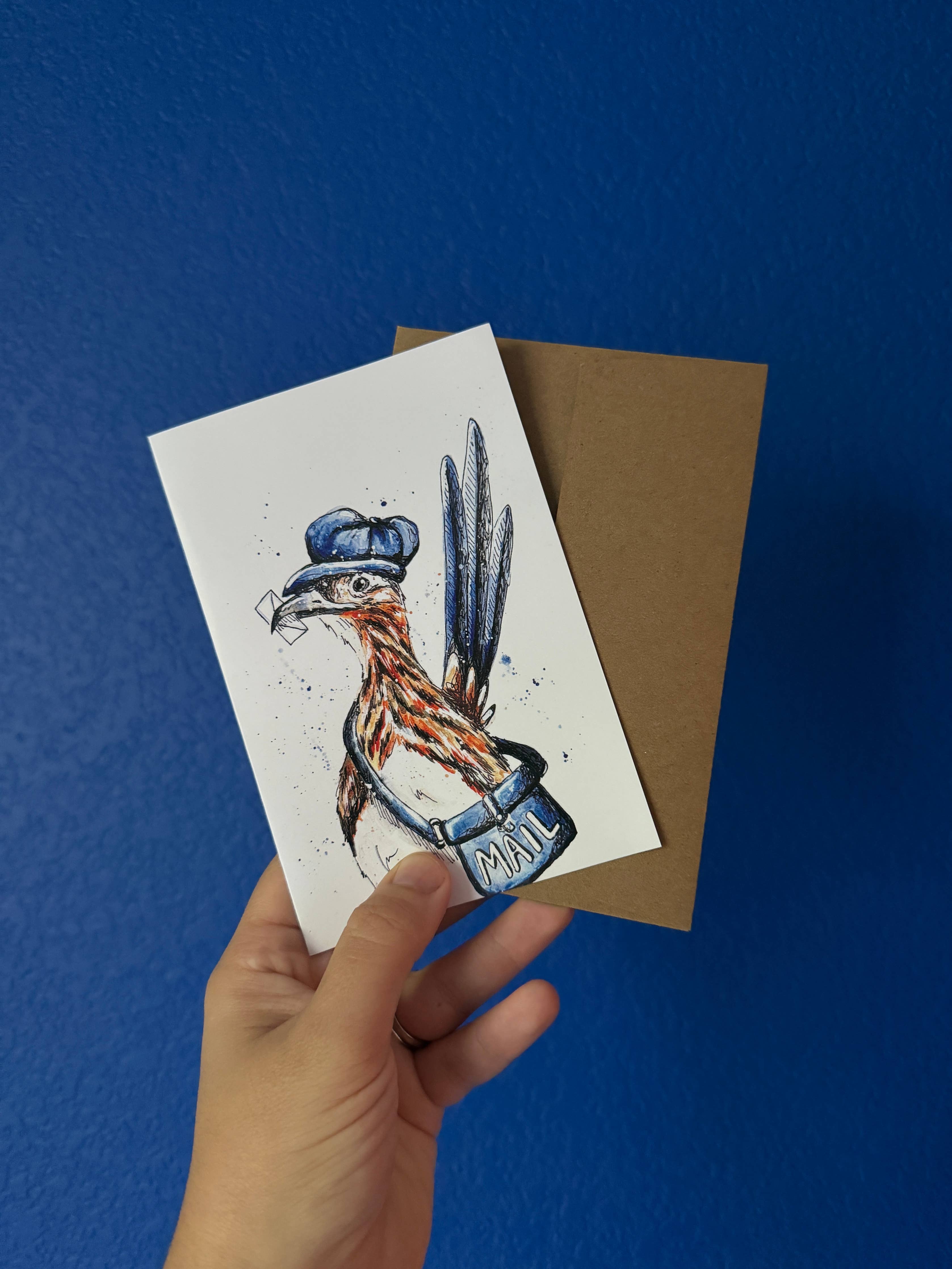 Rocky The Roadrunner Postman 4x6 illustrated card