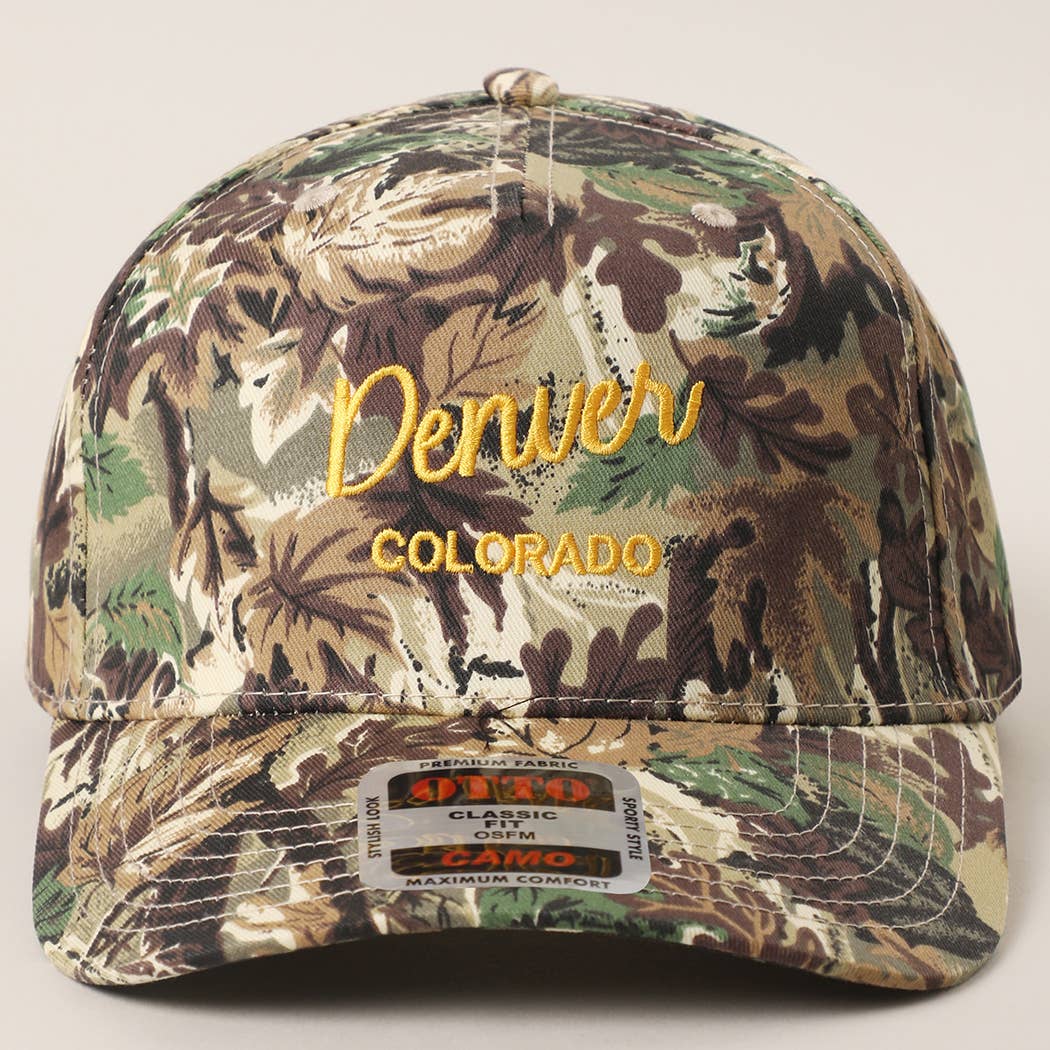 Camo embroidered hat customized with your city and state