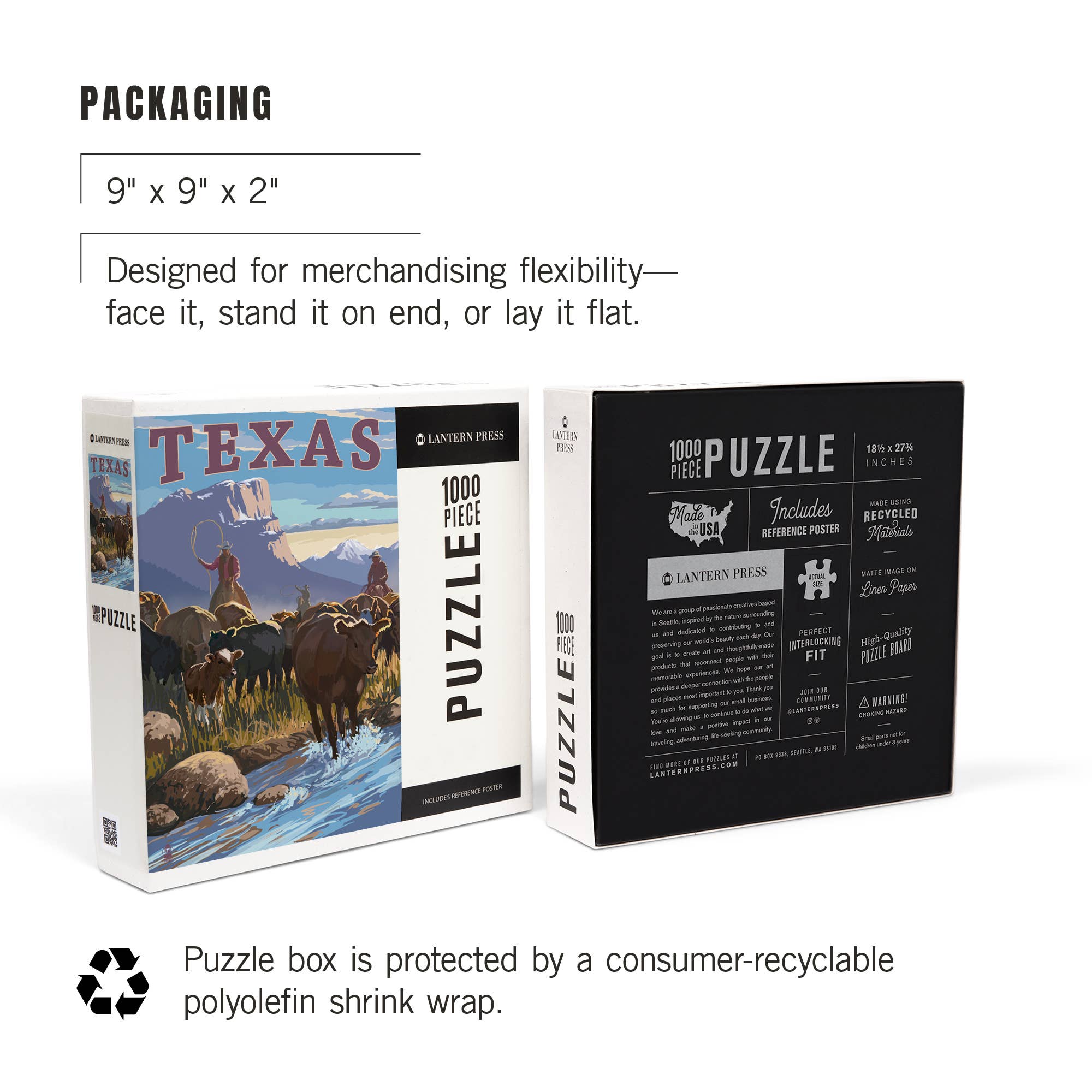 1000 PIECE PUZZLE Texas, Cowboy Cattle Drive Scene