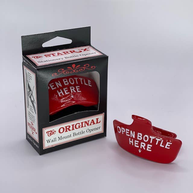 Red Open Bottle Here STARR "X" Wall Mount Bottle Opener
