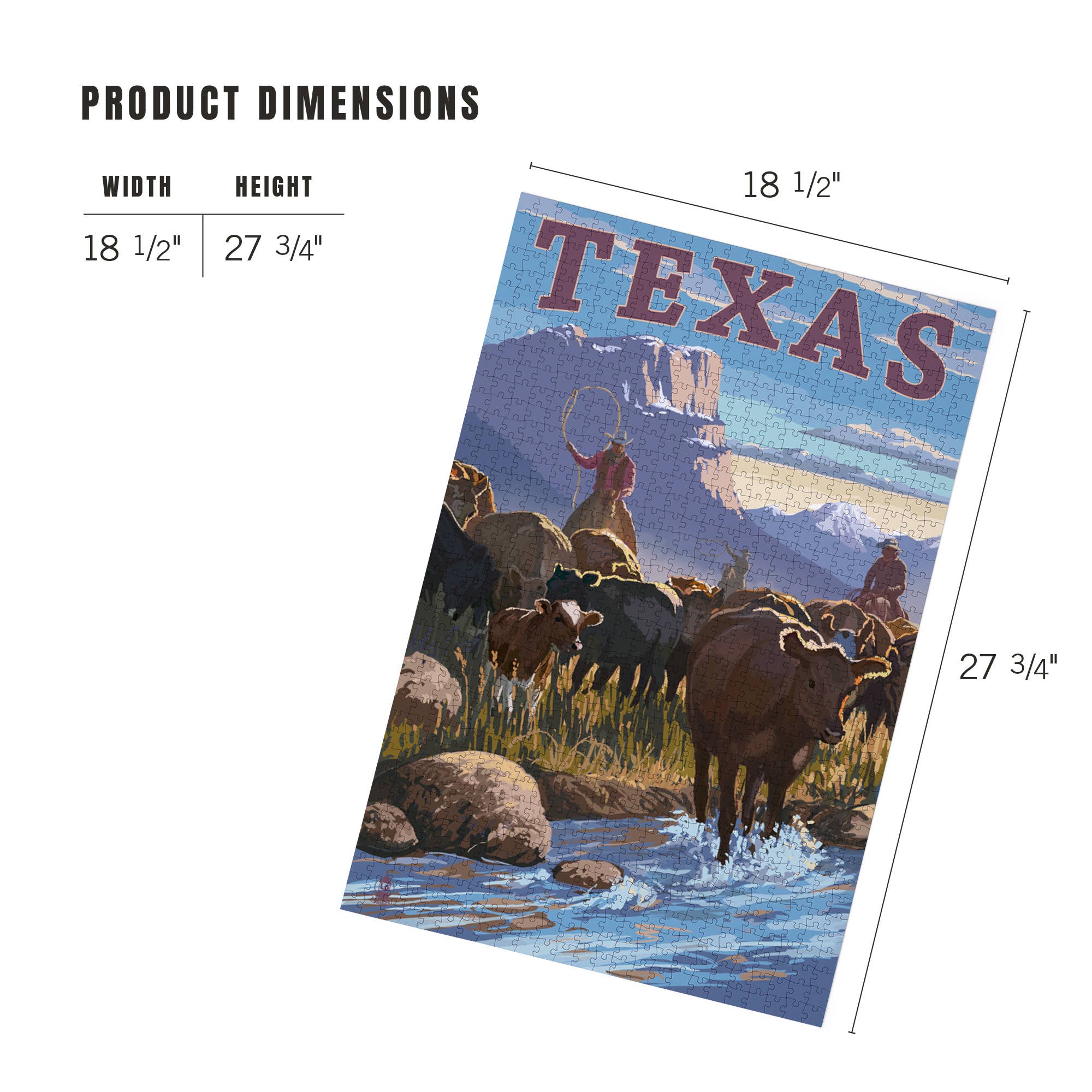 1000 PIECE PUZZLE Texas, Cowboy Cattle Drive Scene