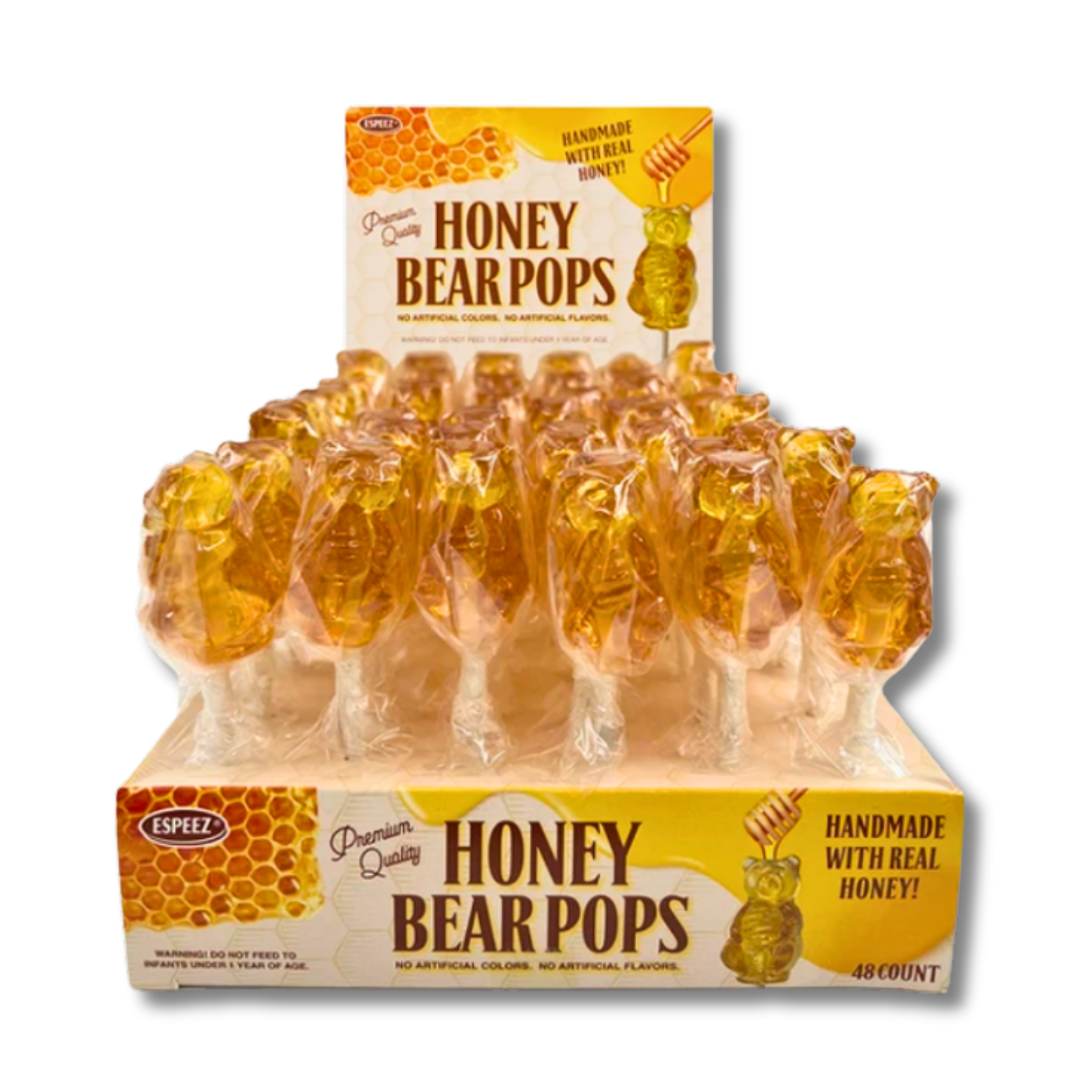 Honey Bear Pops honey lollipops in bear-shaped packaging