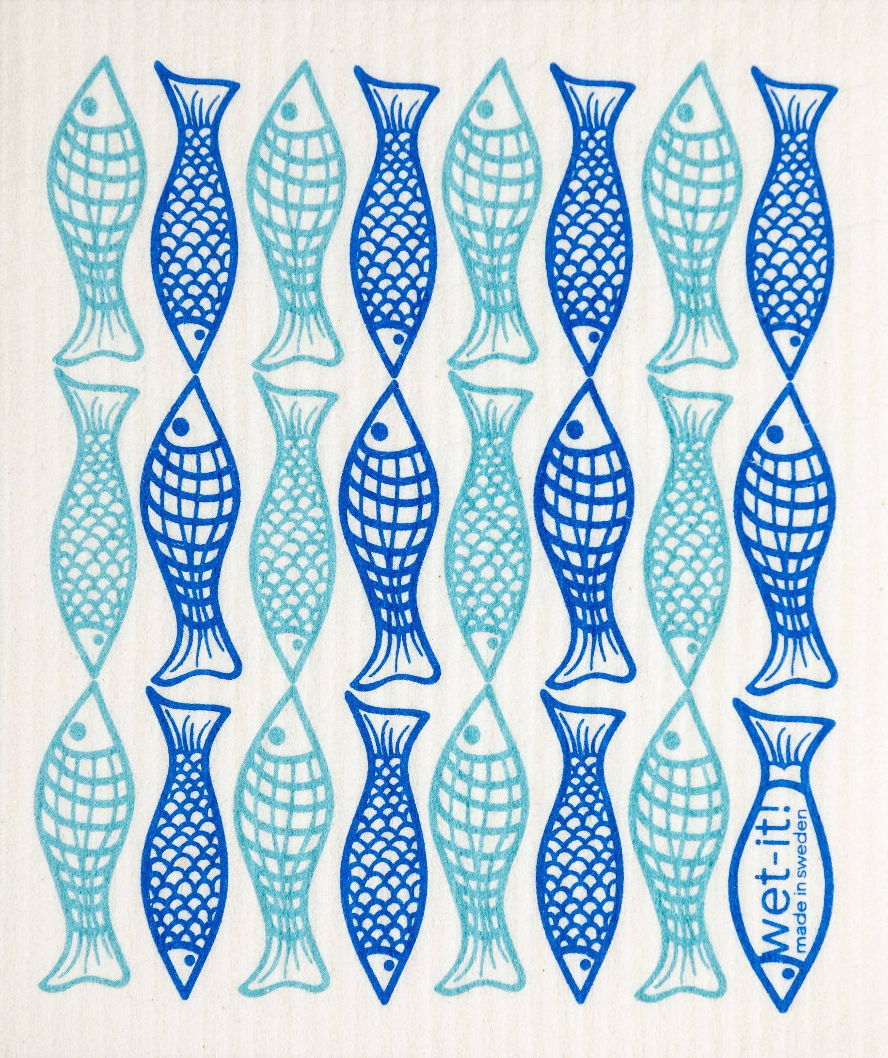 Catch of the Day Blue Swedish Cloth with fish design