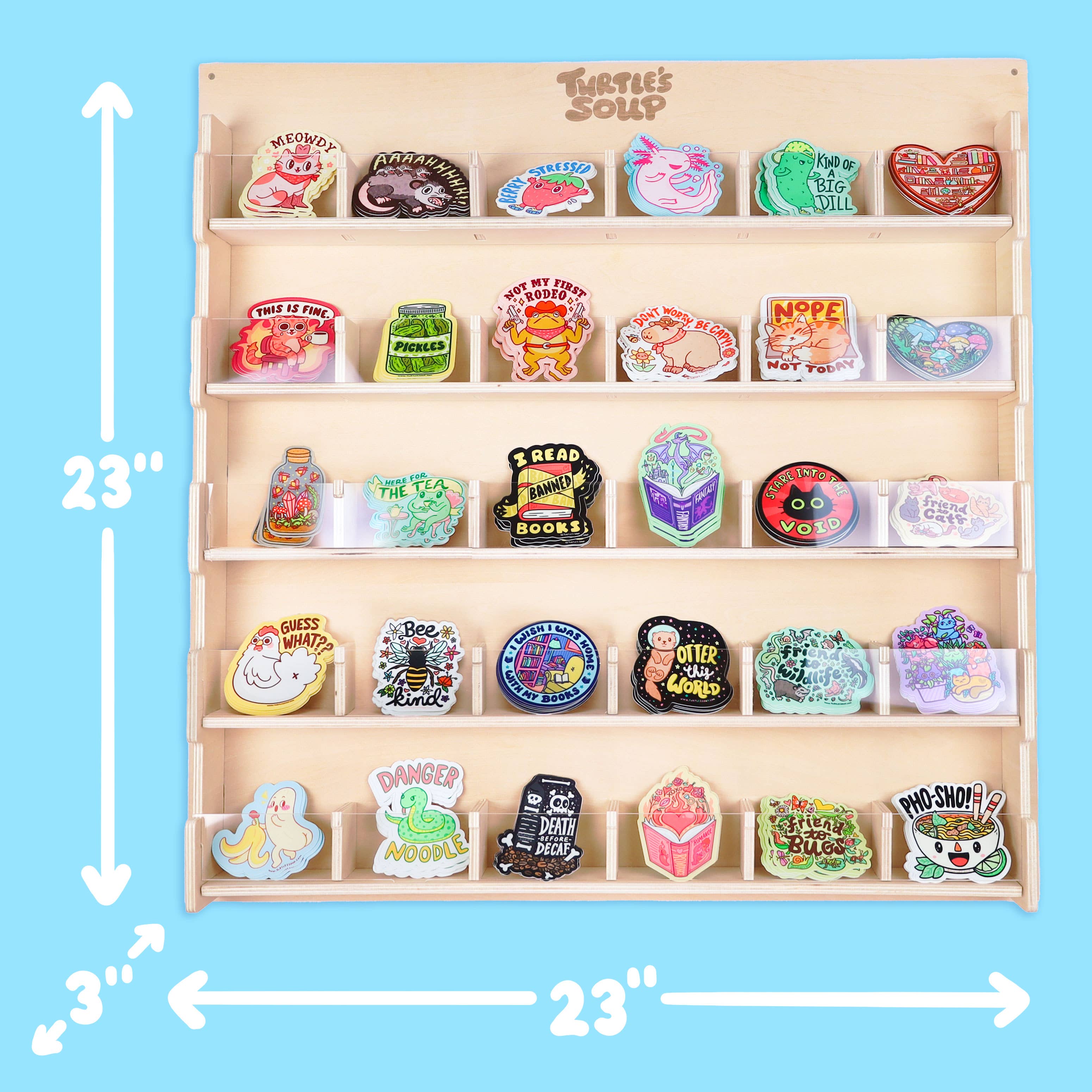 30 Pocket Wood Vinyl Sticker Wall Display (READ DESCRIPTION)