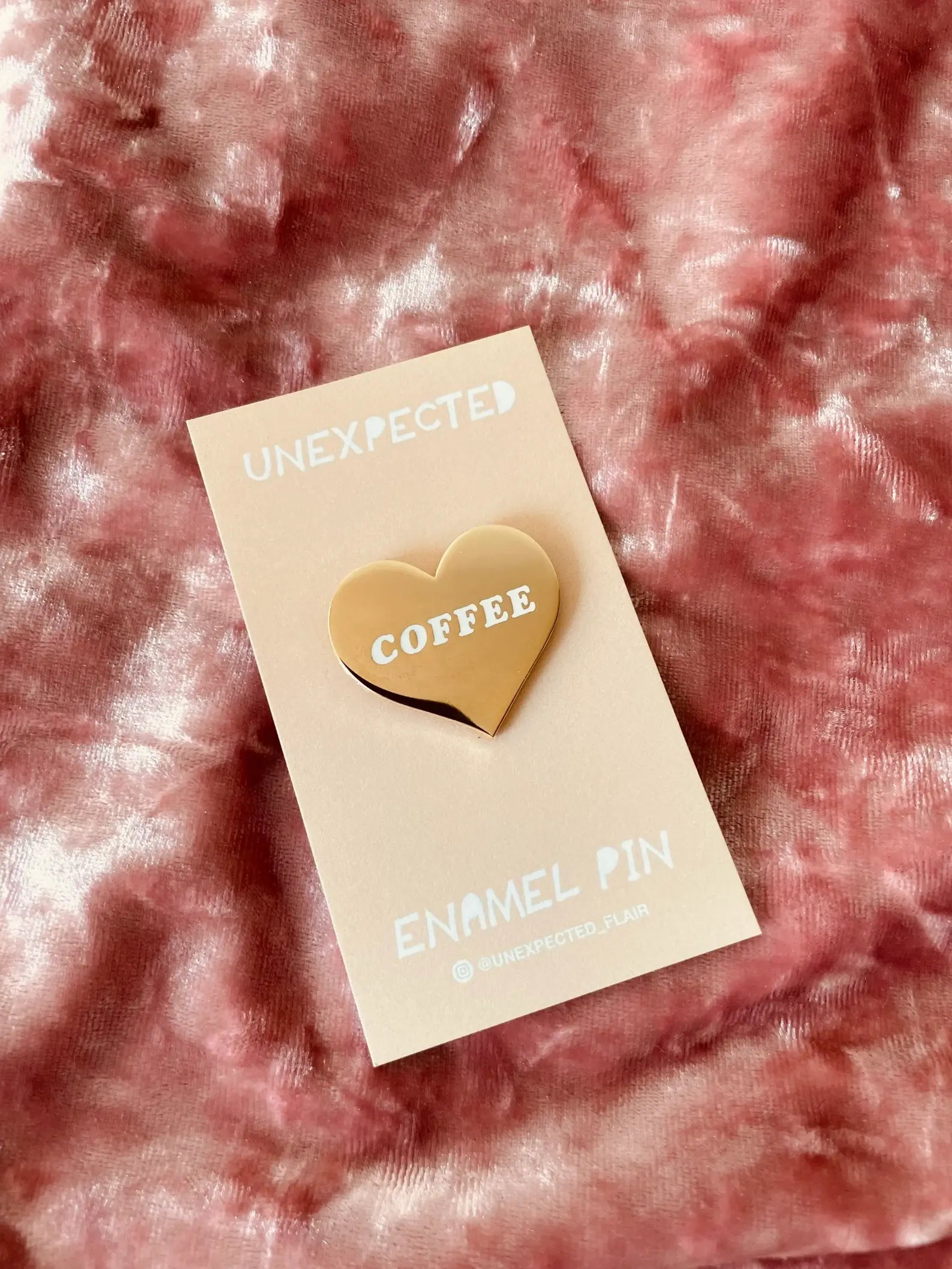 Gold Coffee Heart Enamel Pin detail view