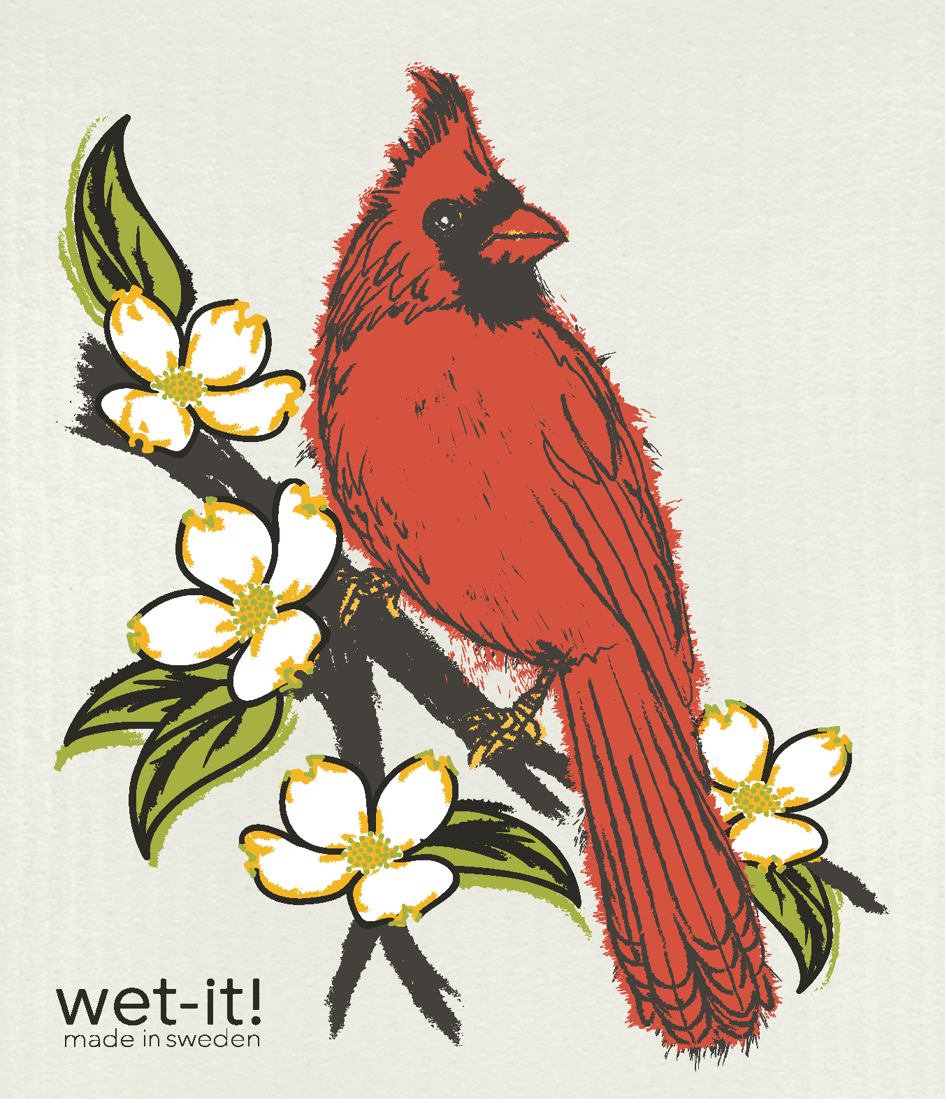 Northern Red Cardinal Swedish Cloth