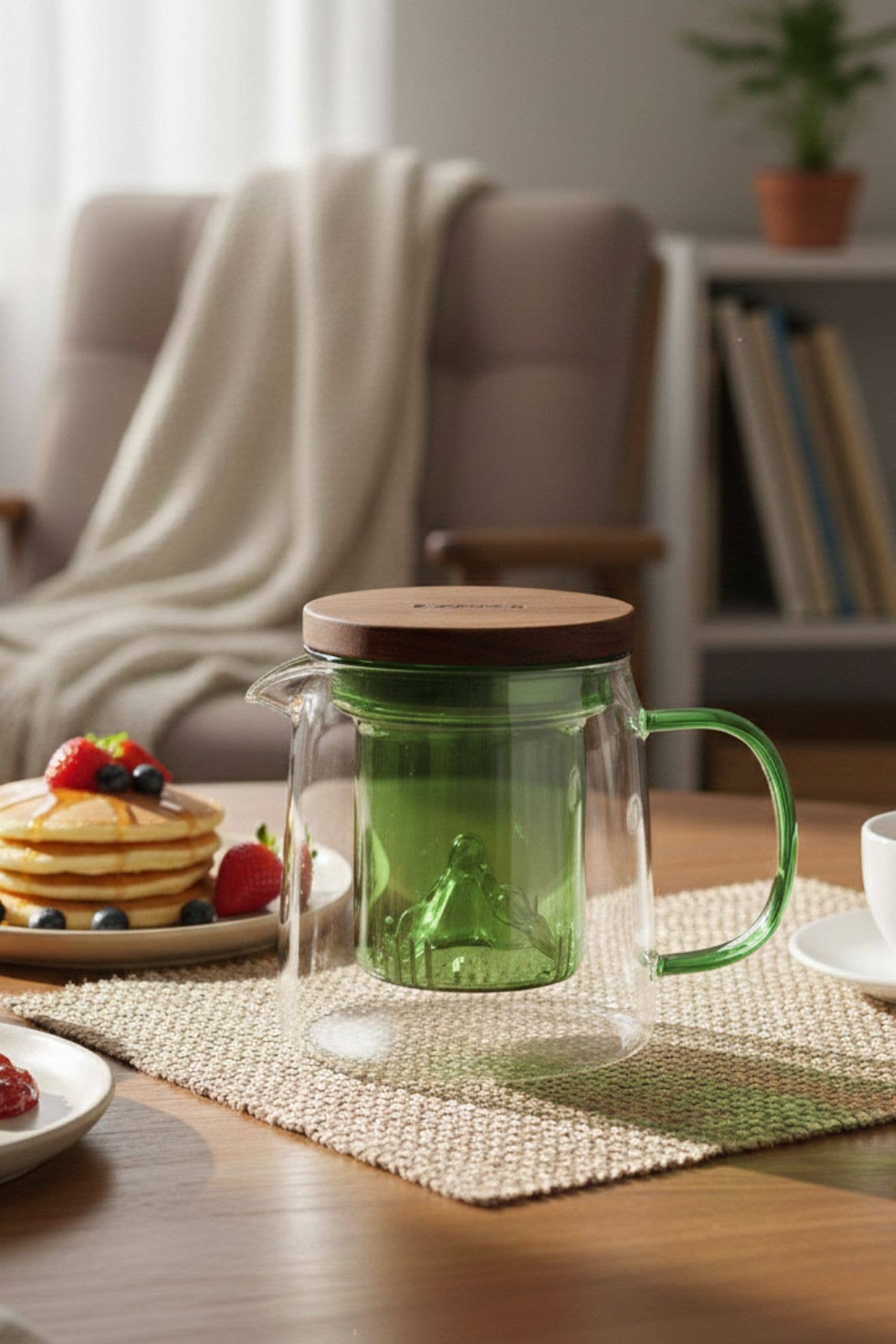 450 ml glass teapot with handle and jade infuser LASKA