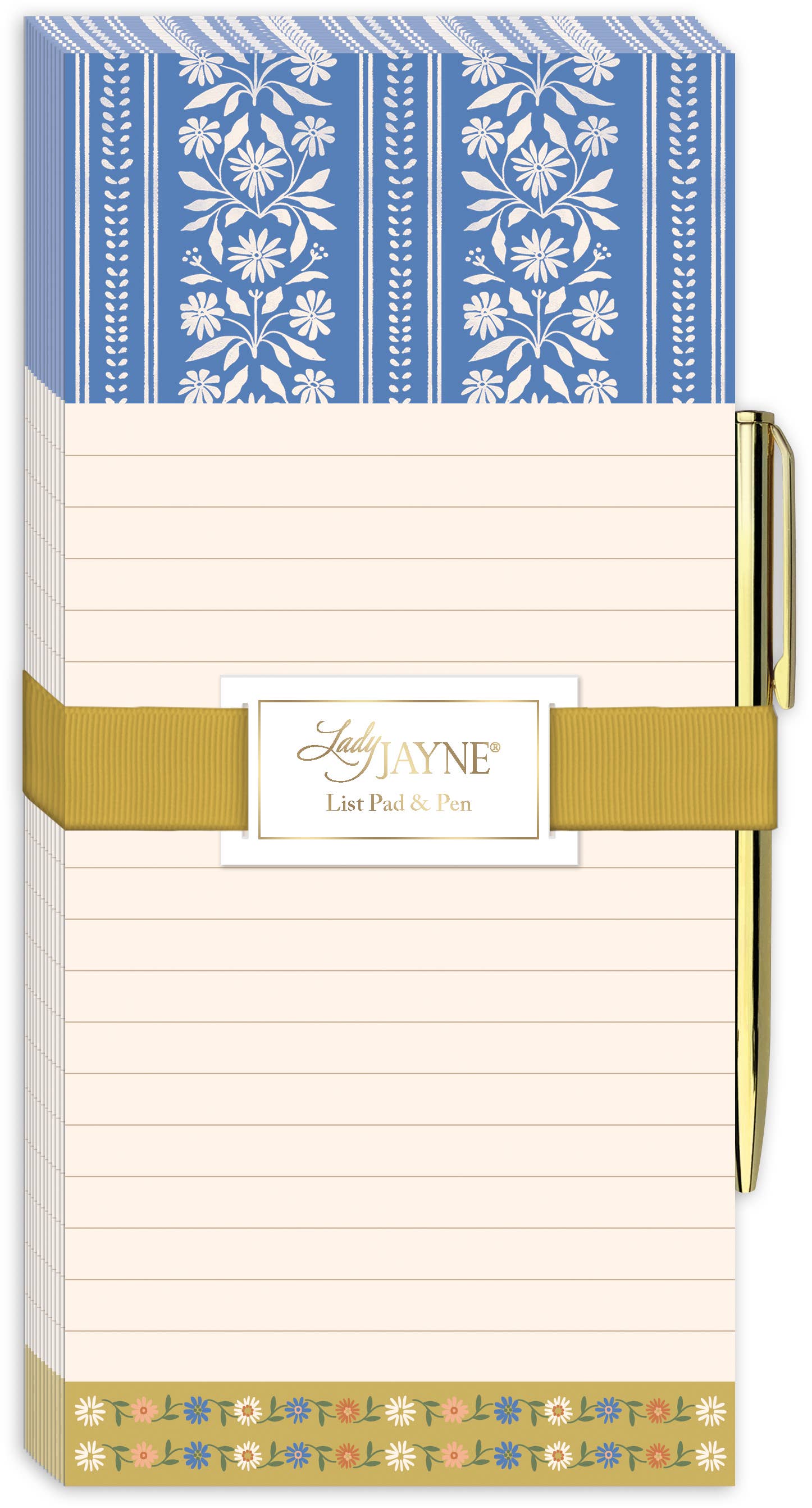 Blue Stripe Magnetic List Pad With Pen