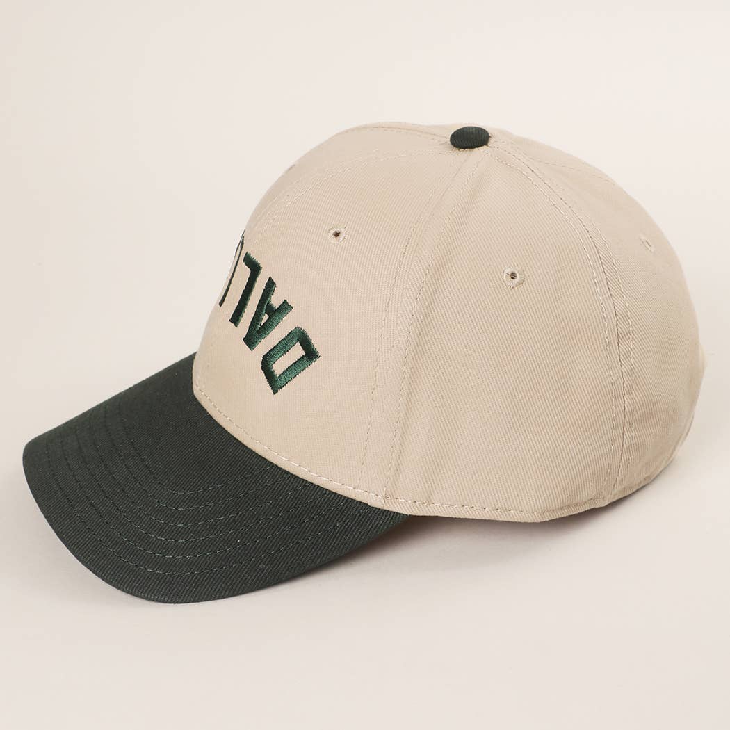 Custom embroidered OTTO 6 panel cap upside down close-up