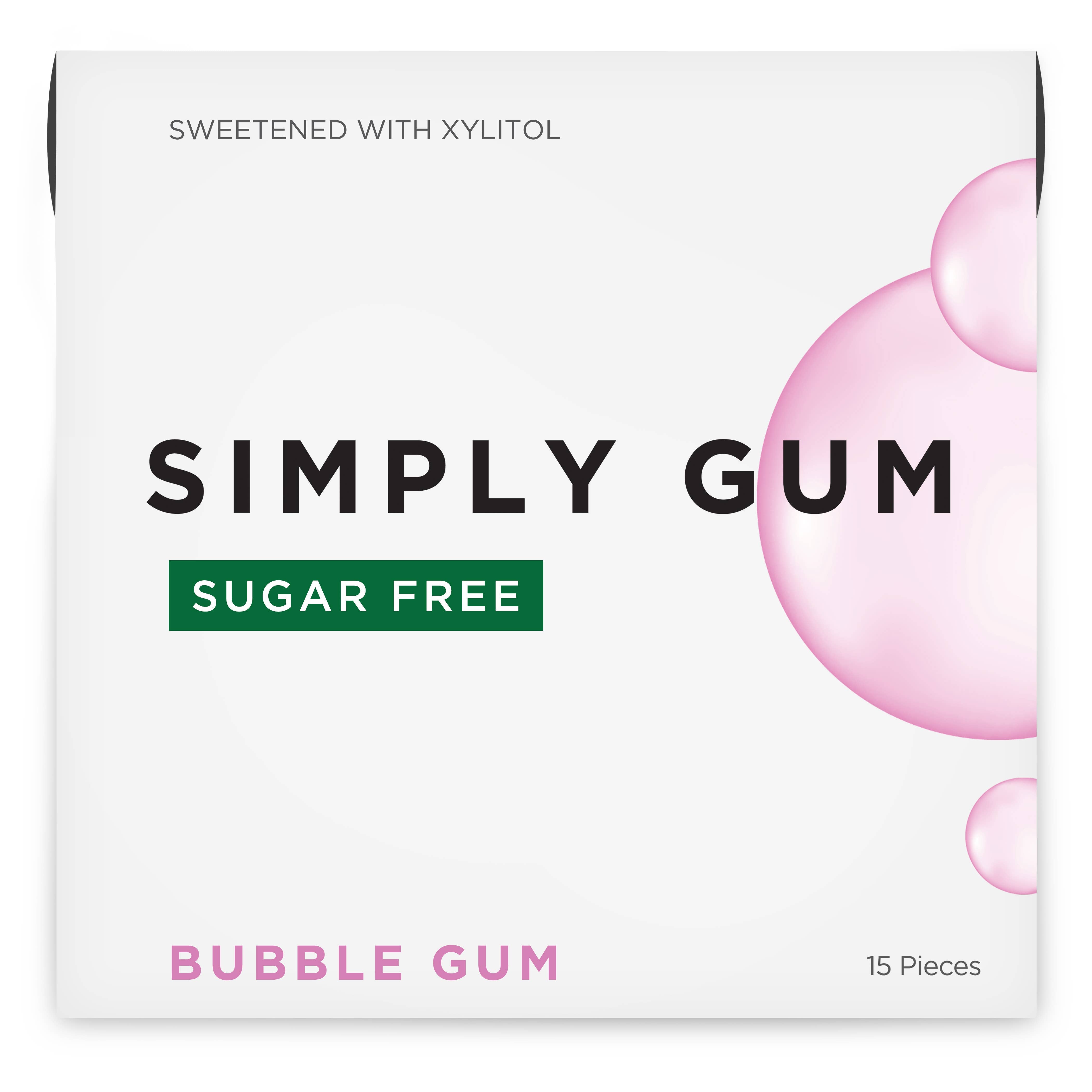 Simply Gum sugar free bubble gum back of package