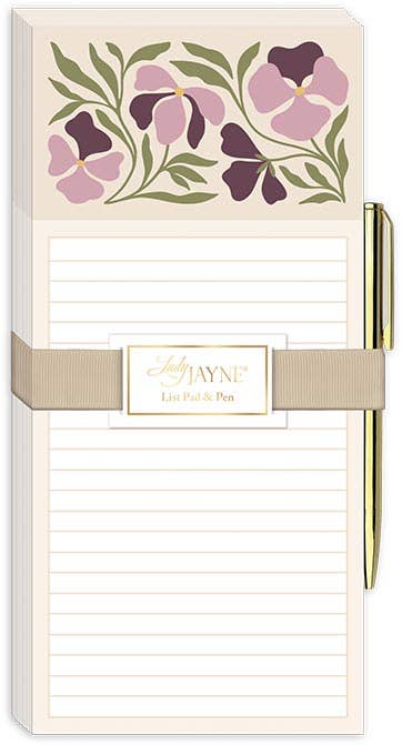 Magnetic List Pad With Pen Flower Market Pansy