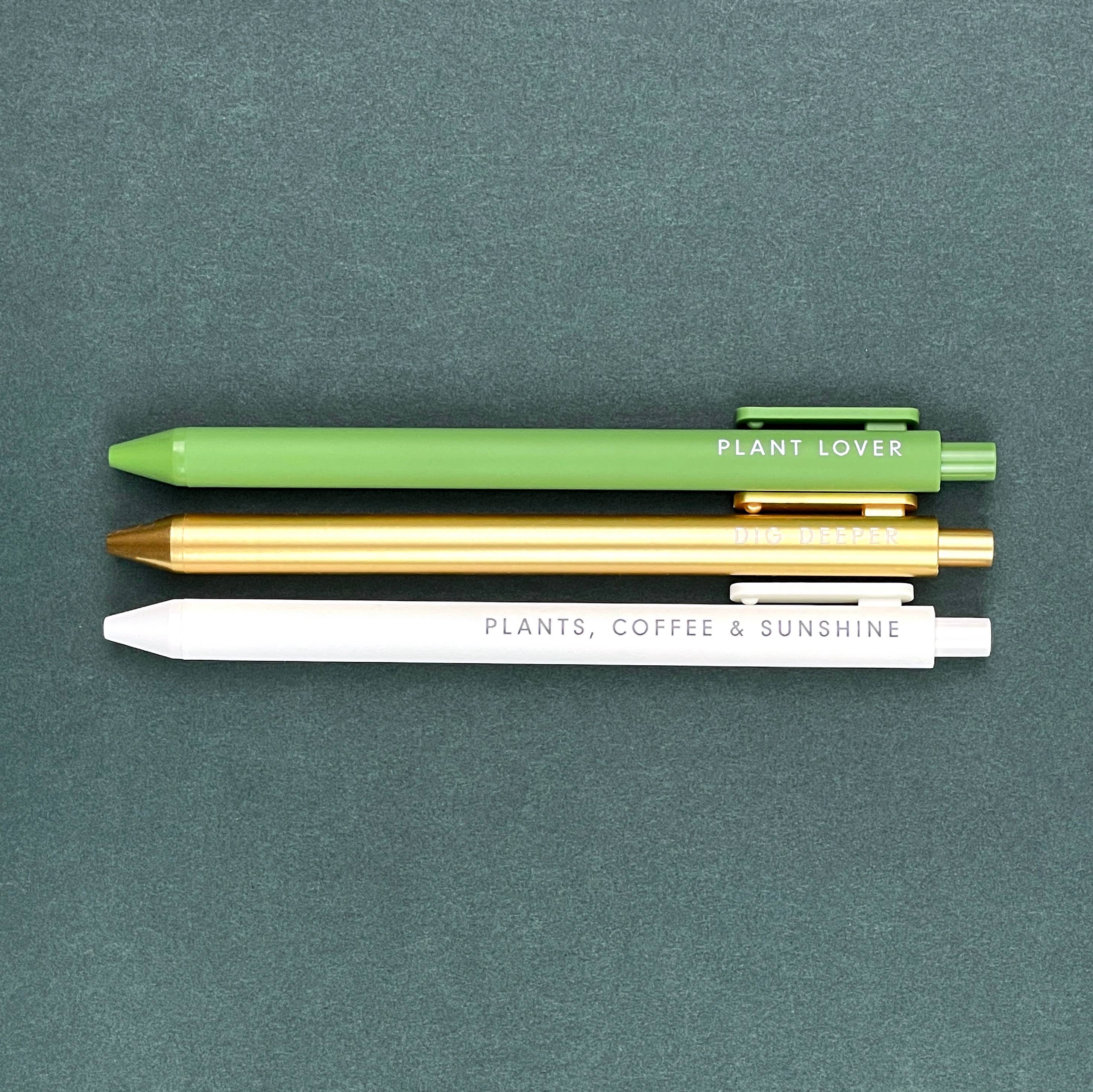Plant Jotter Gel Pen set of 3 close-up view