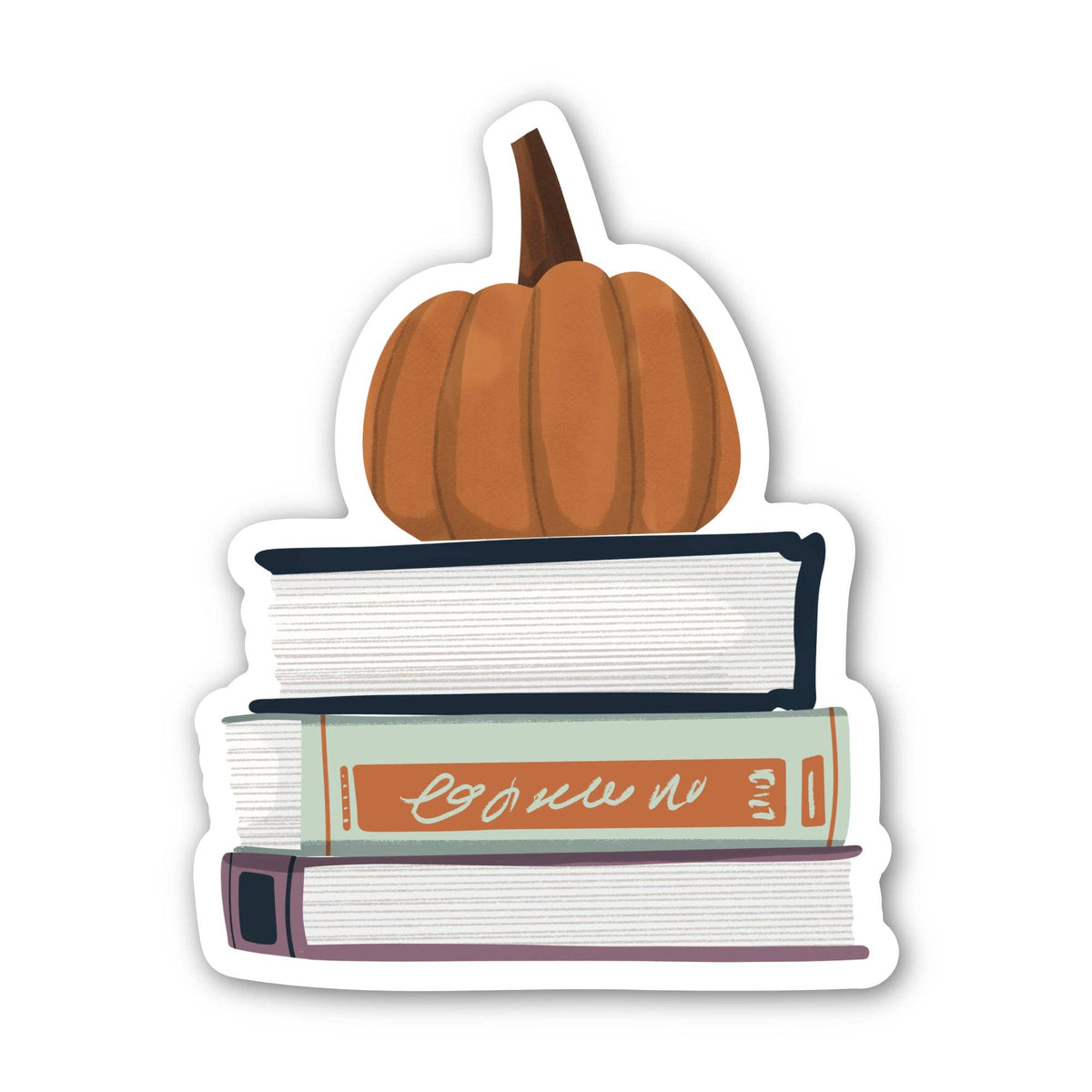 Pumpkin on Books Fall Bookish Sticker
