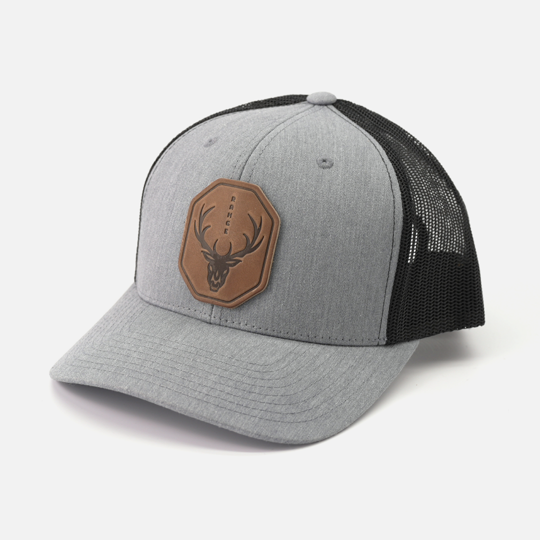 Range Skull Hat | Leather Patch Trucker Hat