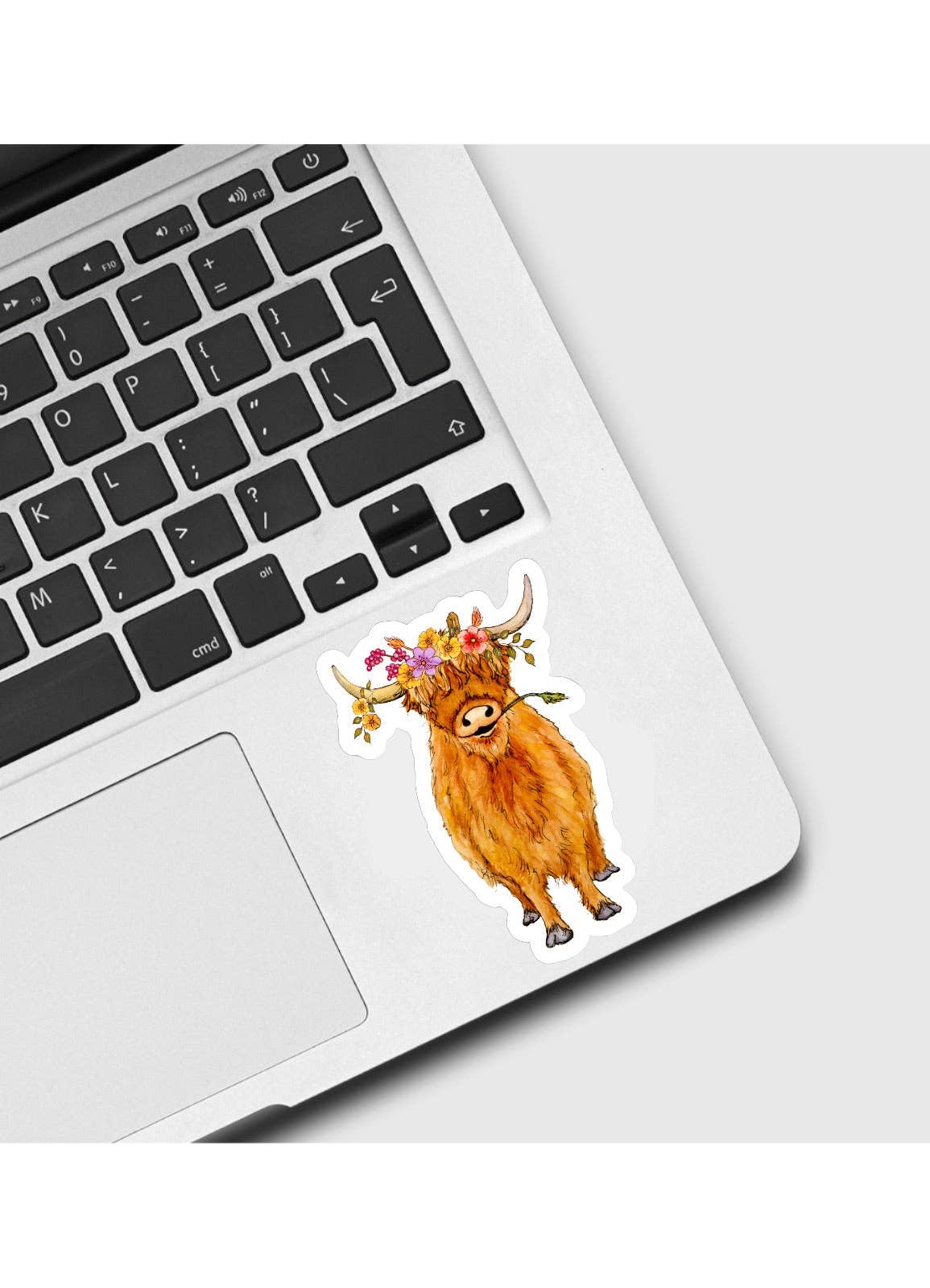 Highland Cow Floral Sticker