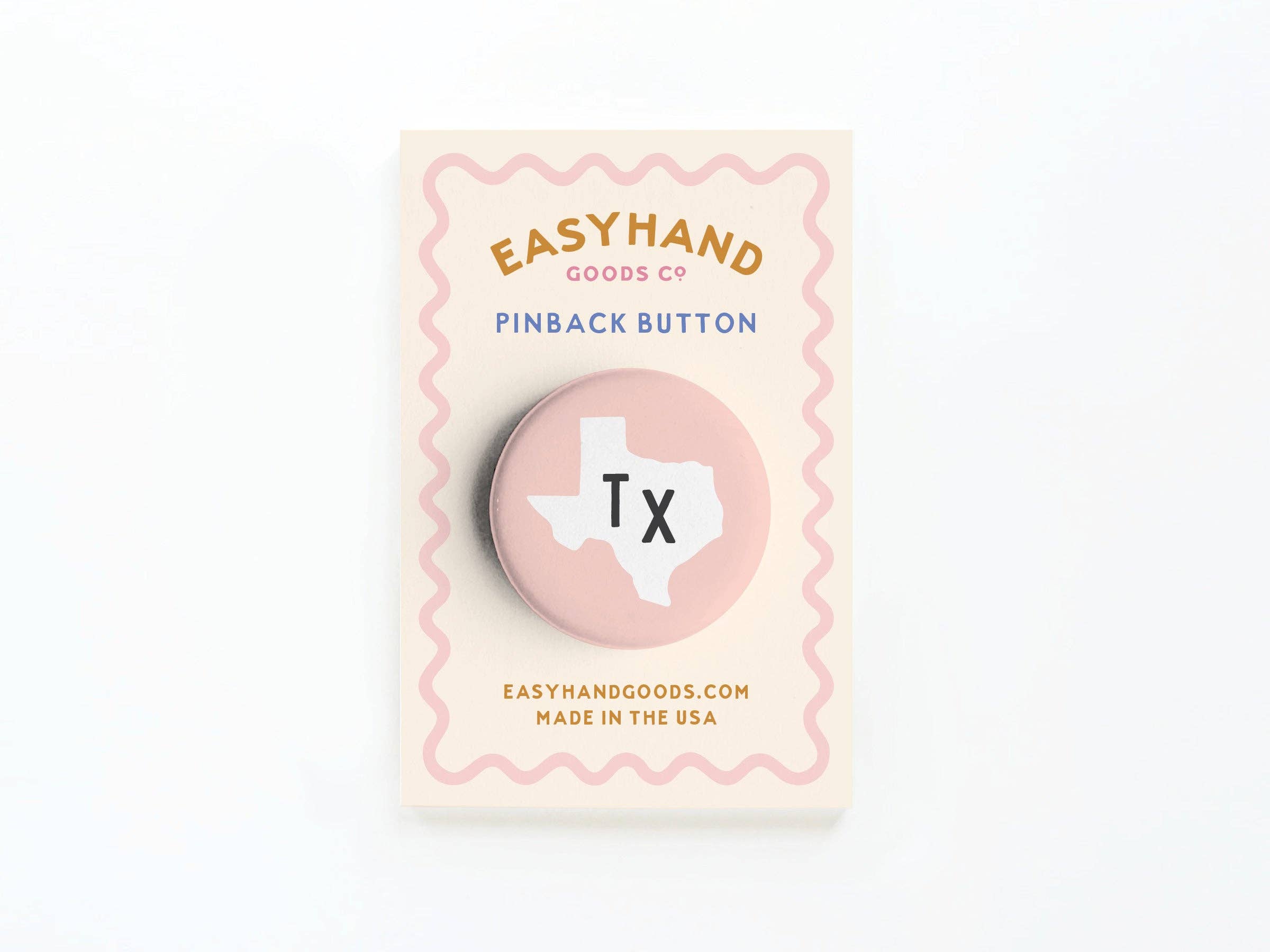 TX Button styled on clothing or accessory