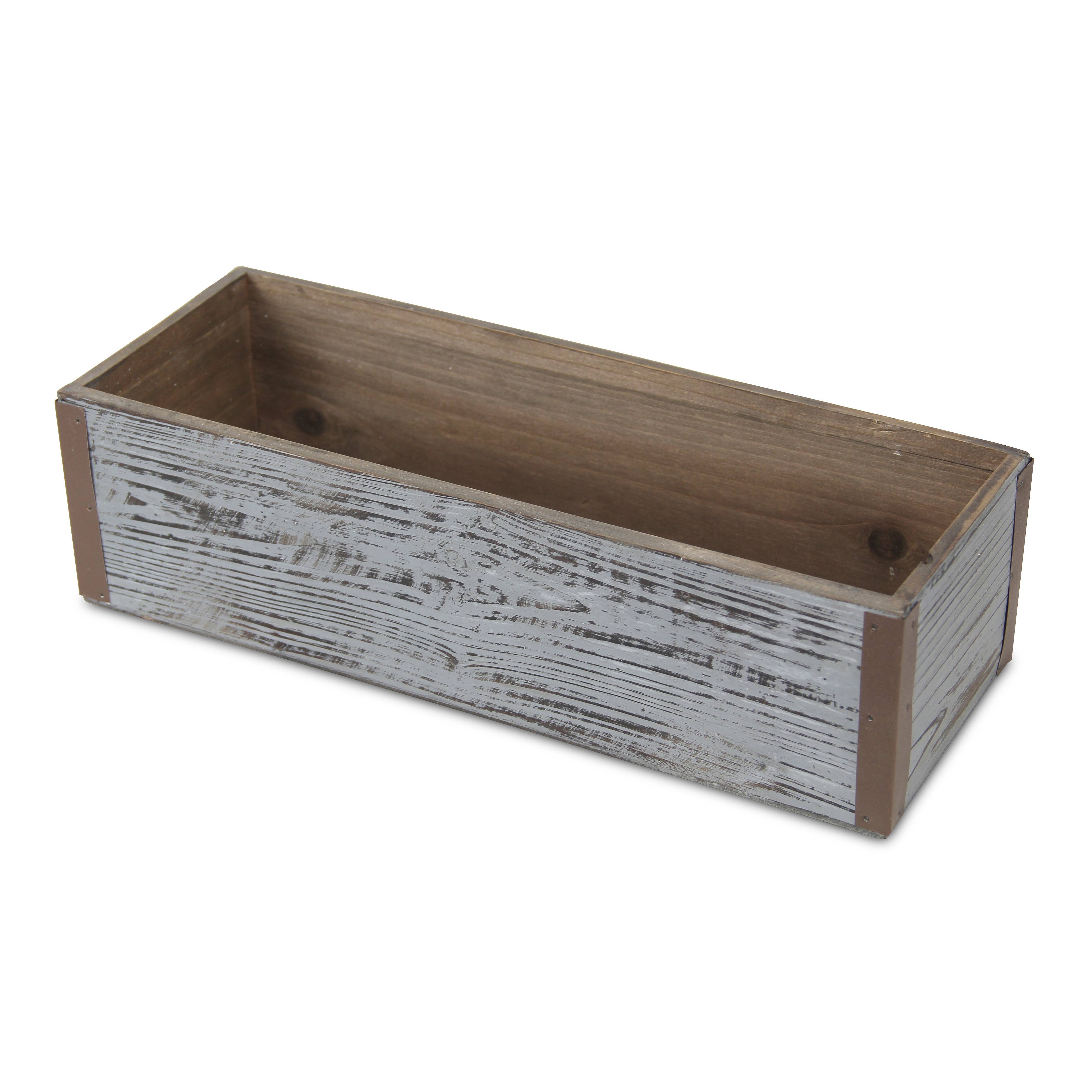 Fiorel Rectangular Gray Wood Planter