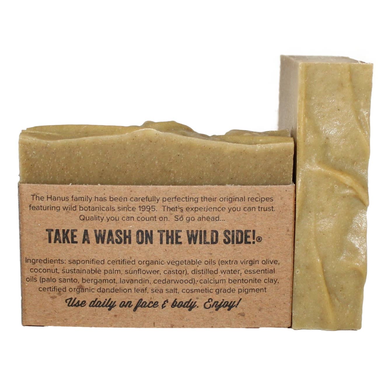 Dandelion bar soap label detail with floral artwork