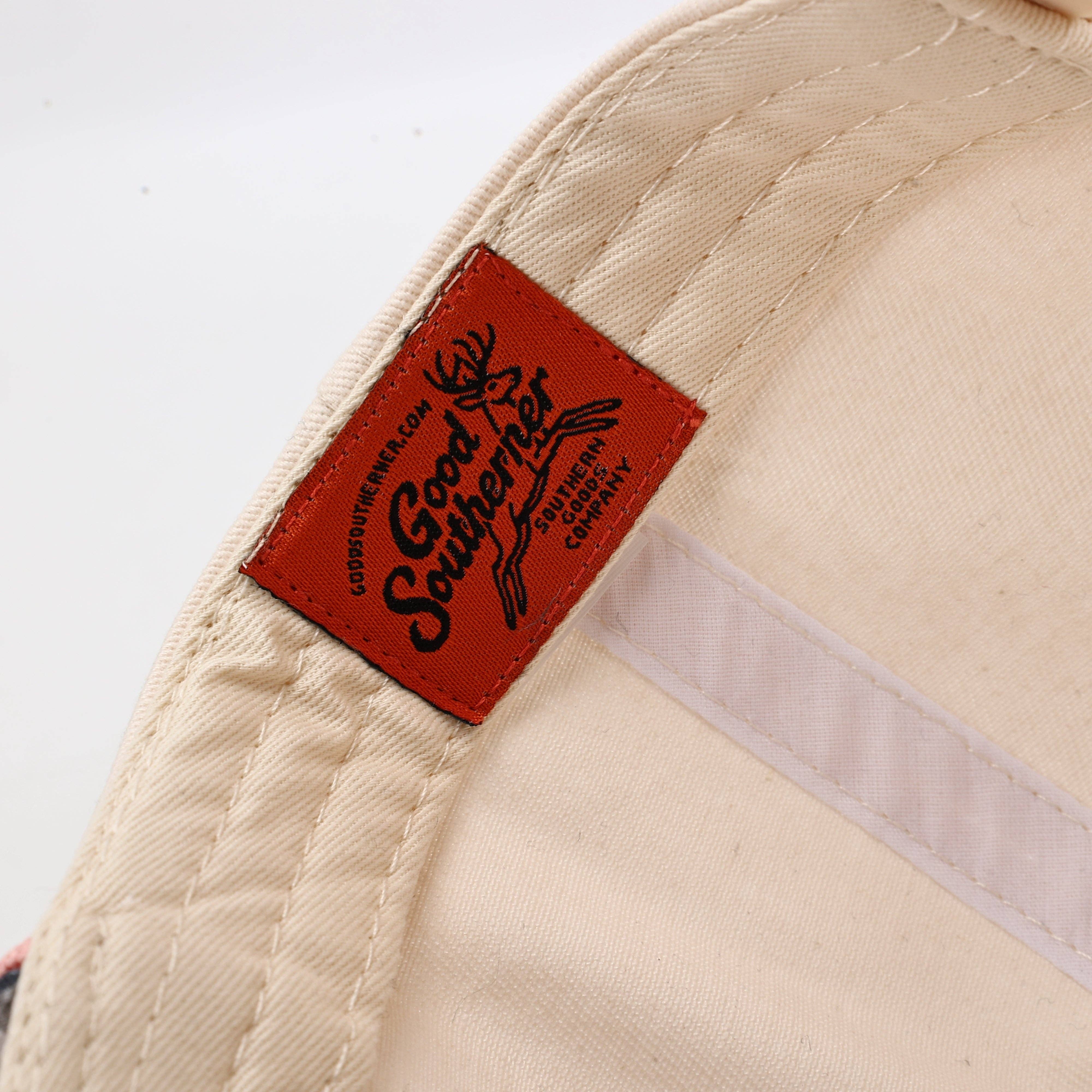 Darlin' Script Hat in cream with camo bill detail