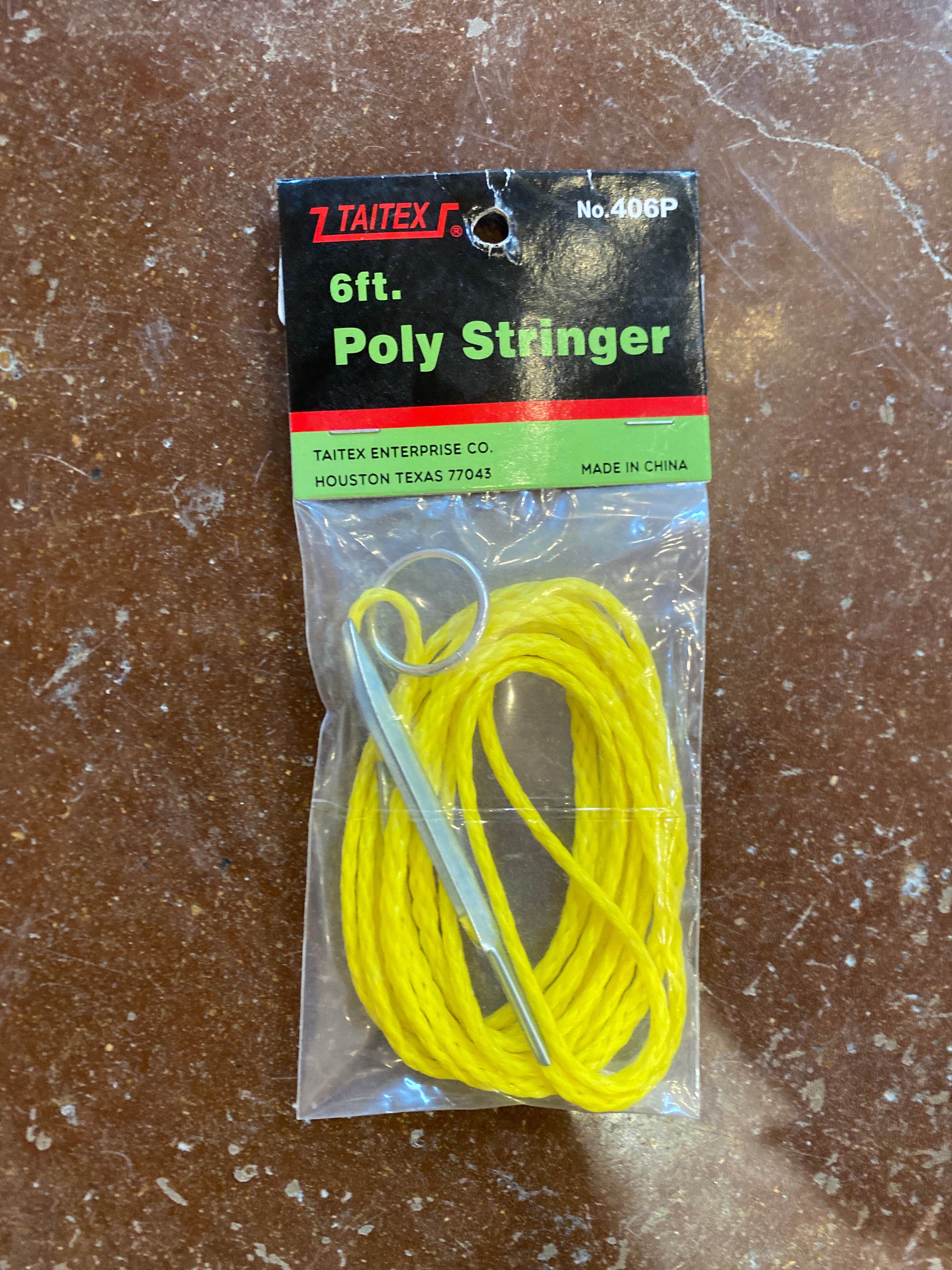 Yellow poly stringer for holding caught fish
