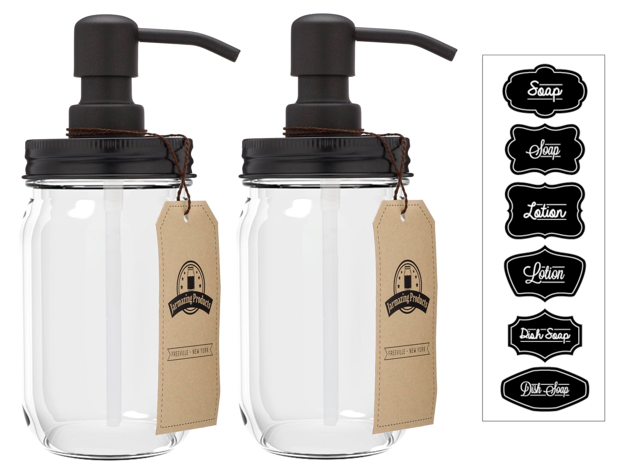 Clear 16oz mason jar dispenser close-up