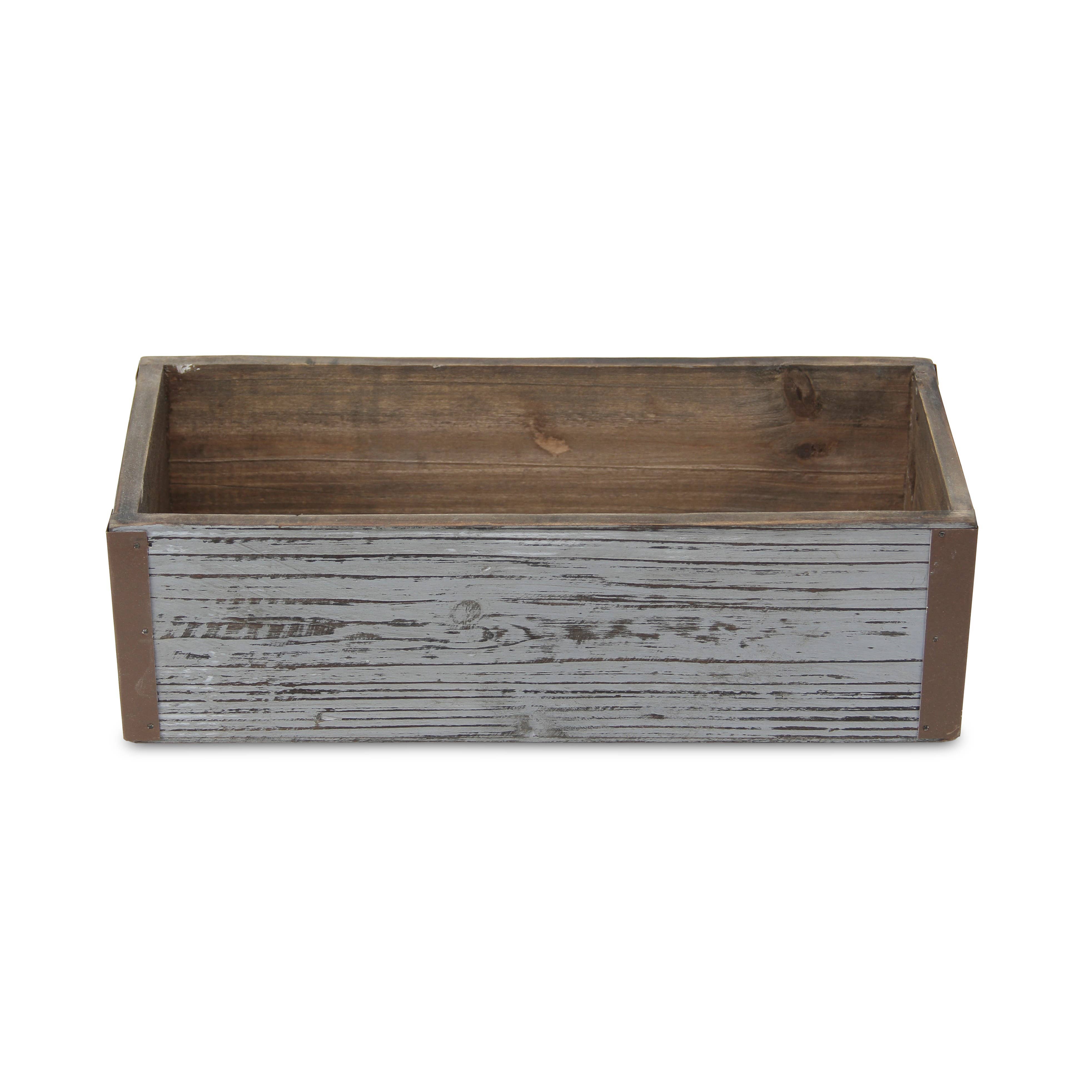 Fiorel Rectangular Gray Wood Planter