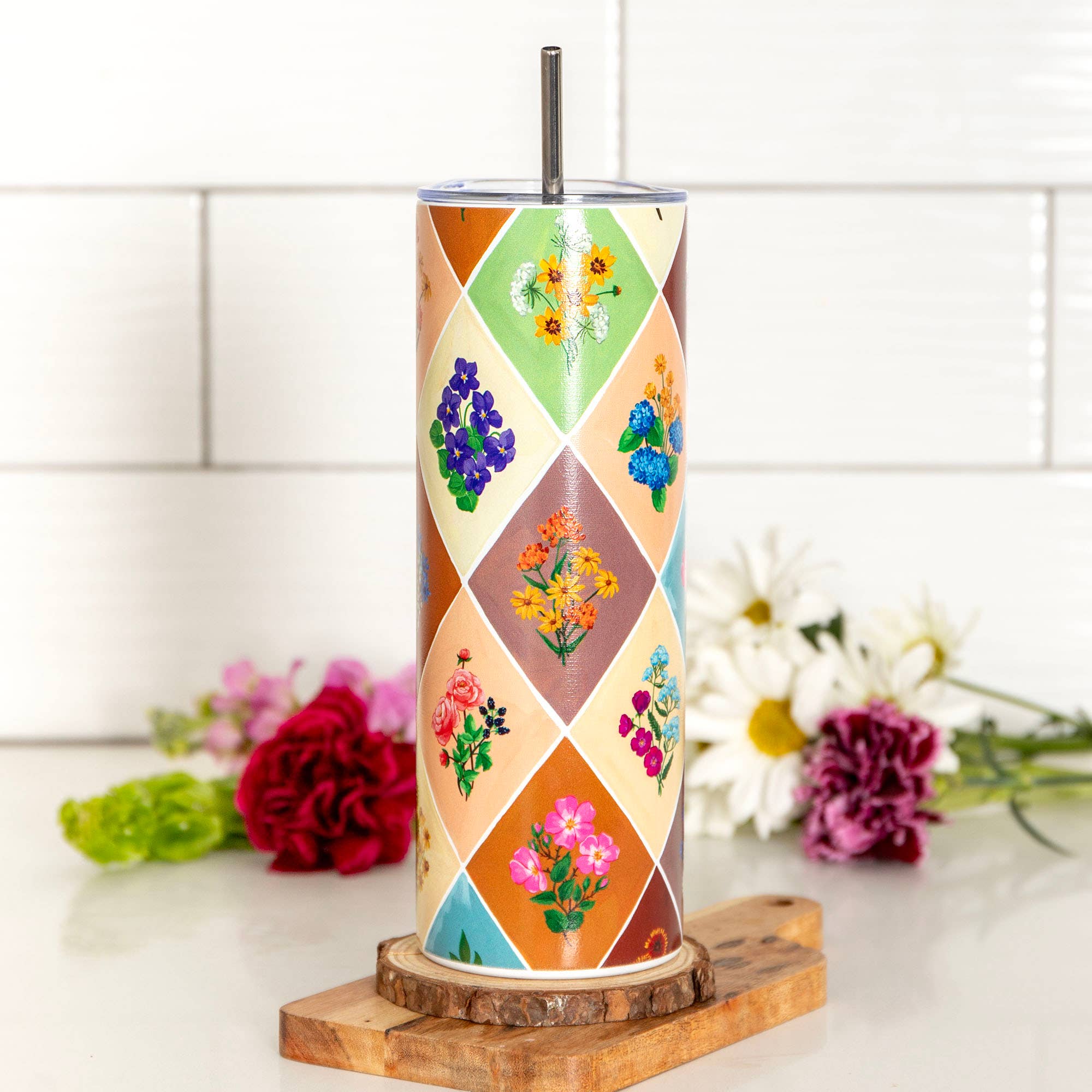 Vintage Blooms Floral 20oz Stainless Steel Skinny Tumbler