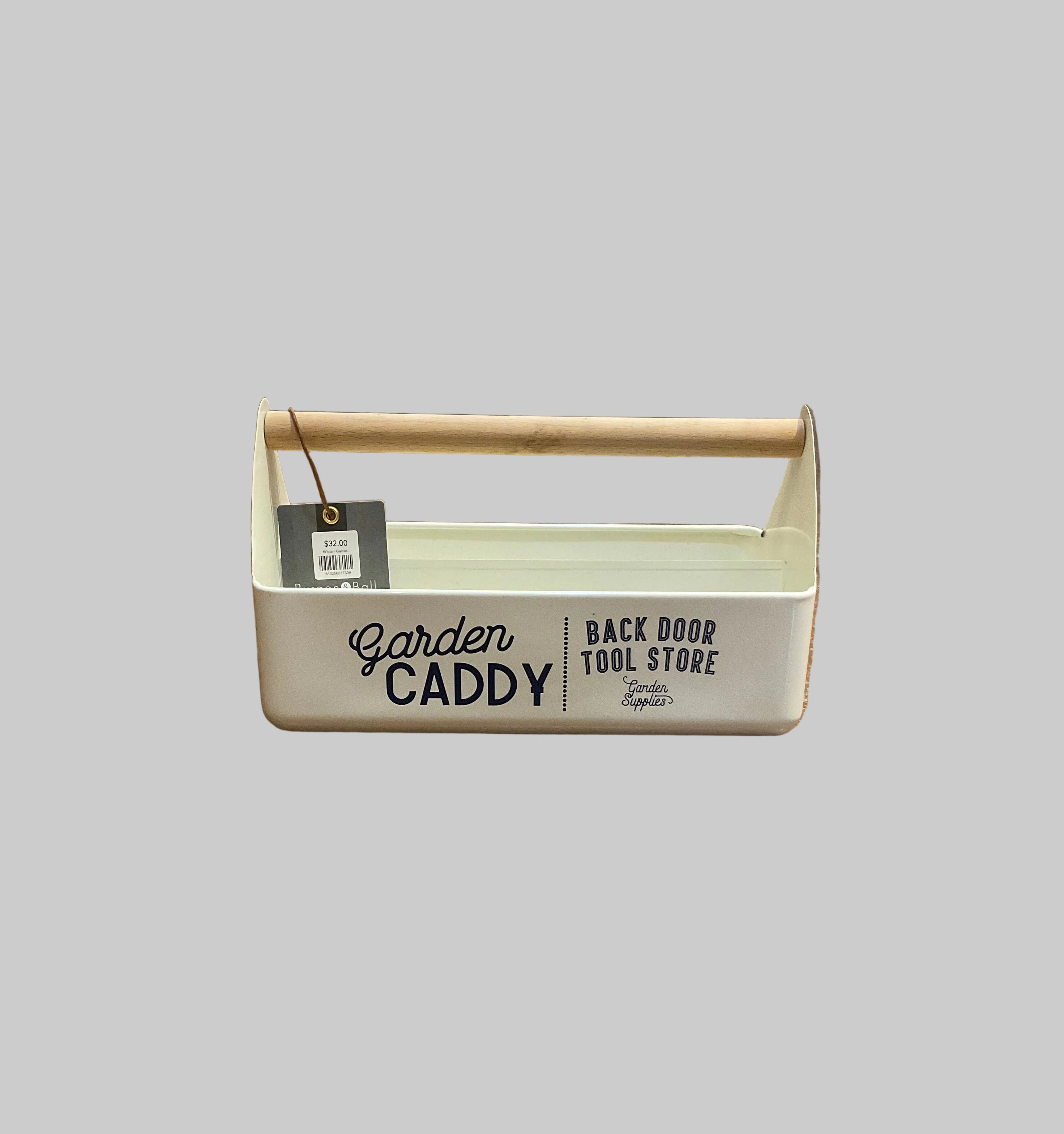 White garden caddy for carrying tools and supplies