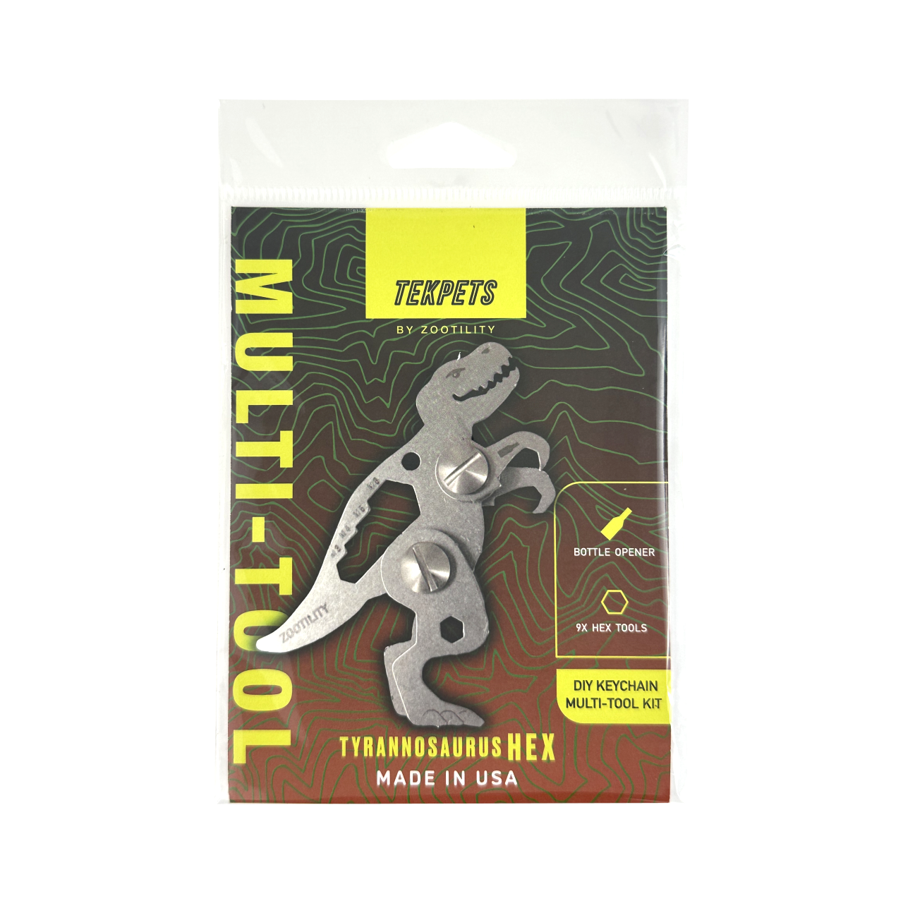 Tyrannosaurus HEX Multi-Tool - Metal TekPet DIY Keychain Kit
