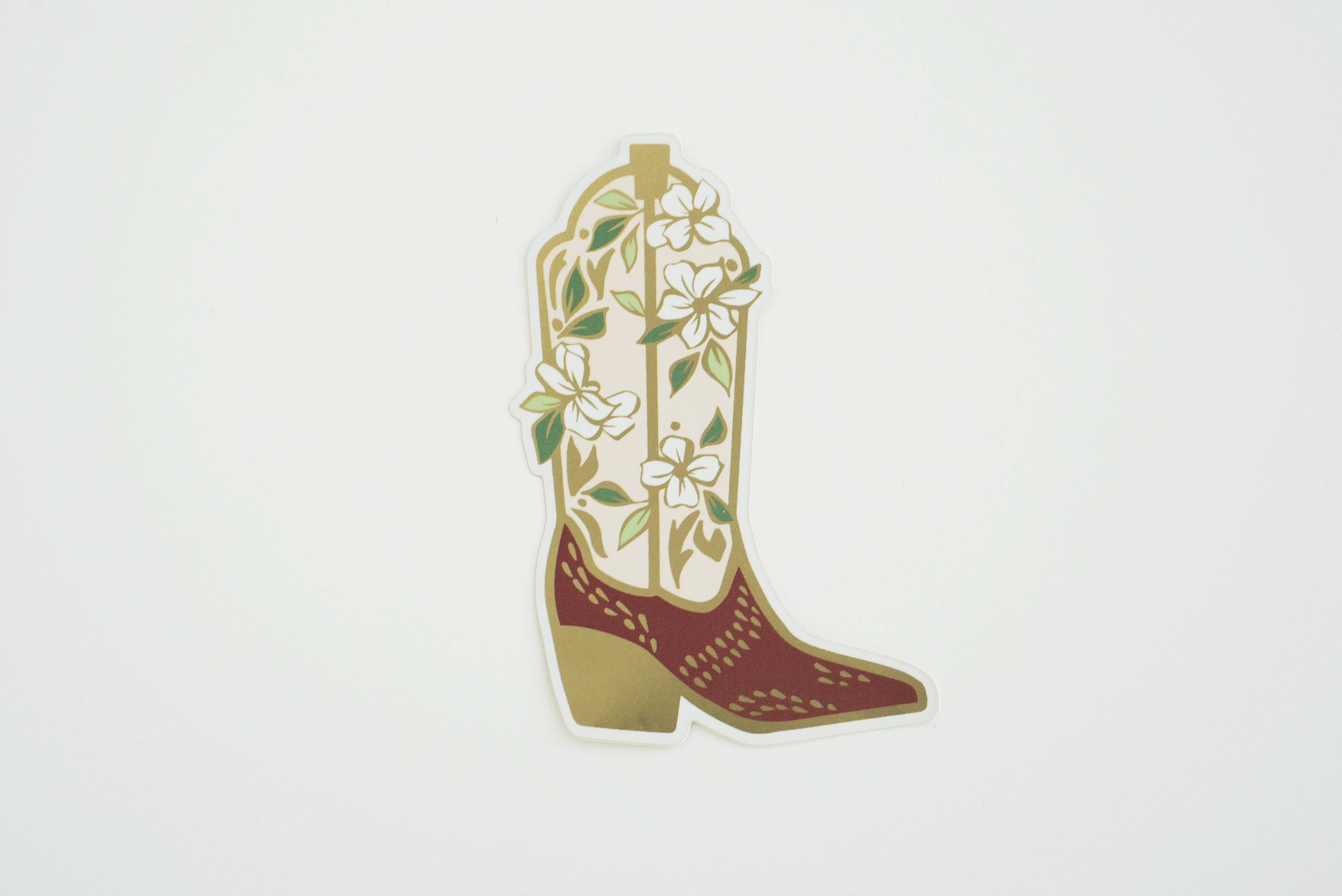 Western cowgirl boot gold metallic sticker alternate angle