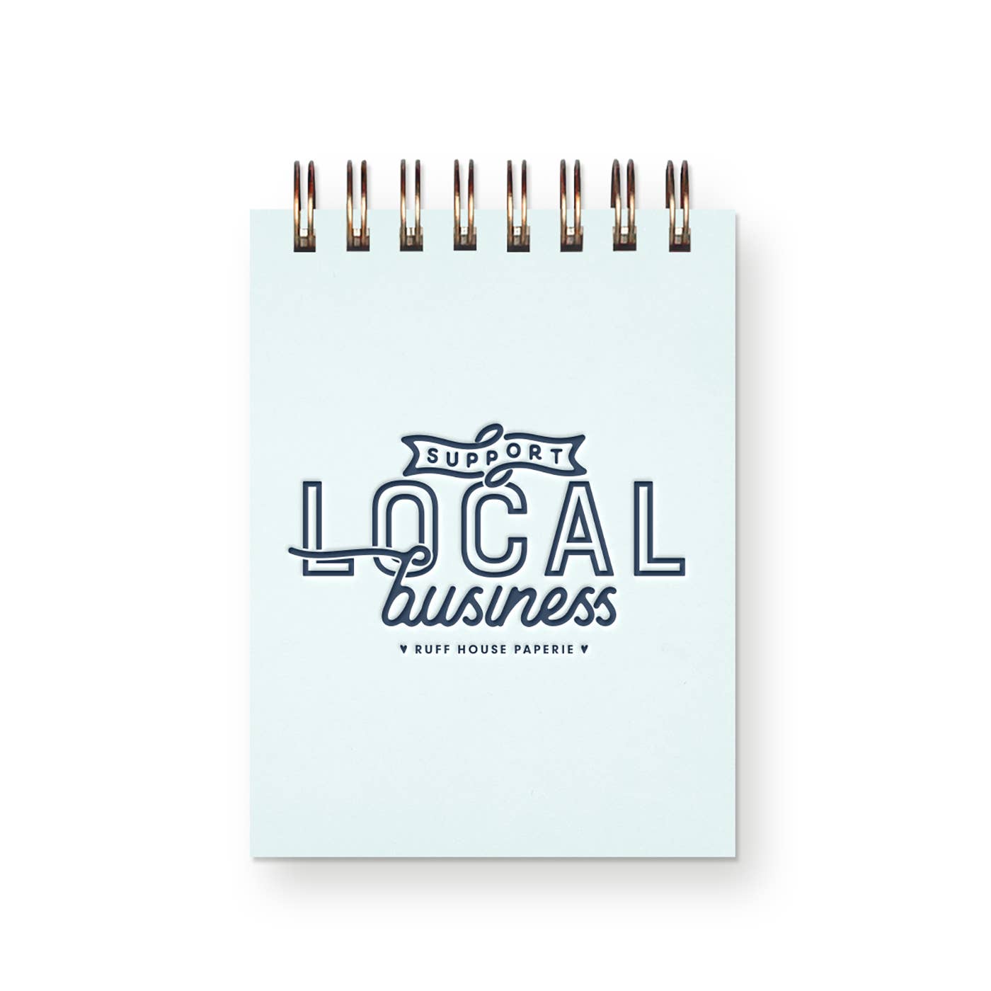 Custom Support Local Business mini jotter notebook flat lay