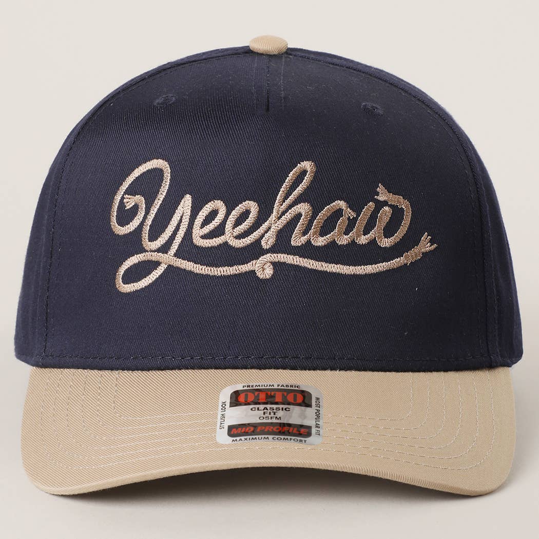 Yeehaw western script embroidered trucker hat back detail