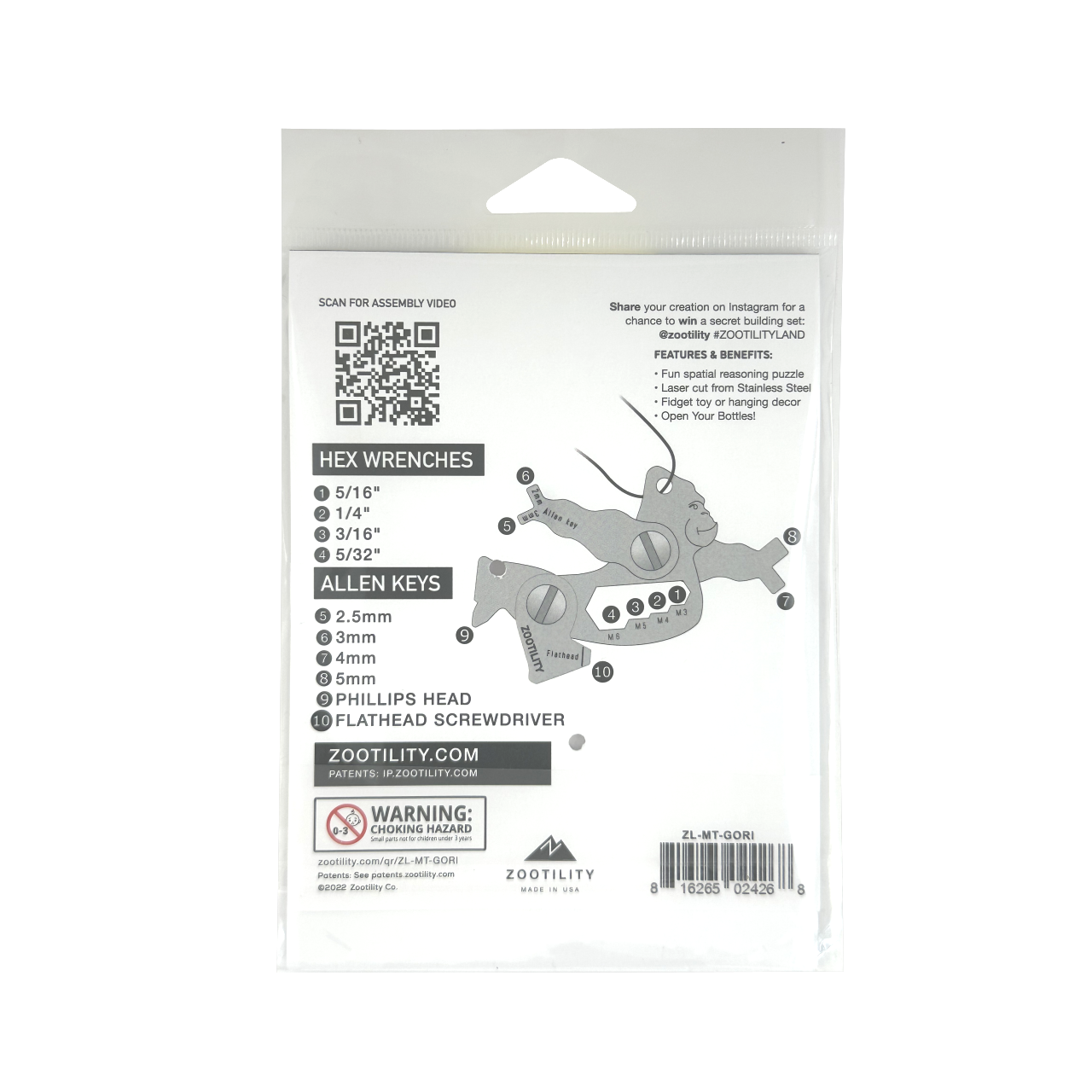 Gorilla-Go Multi-Tool - Metal TekPet DIY Buildable Keychain