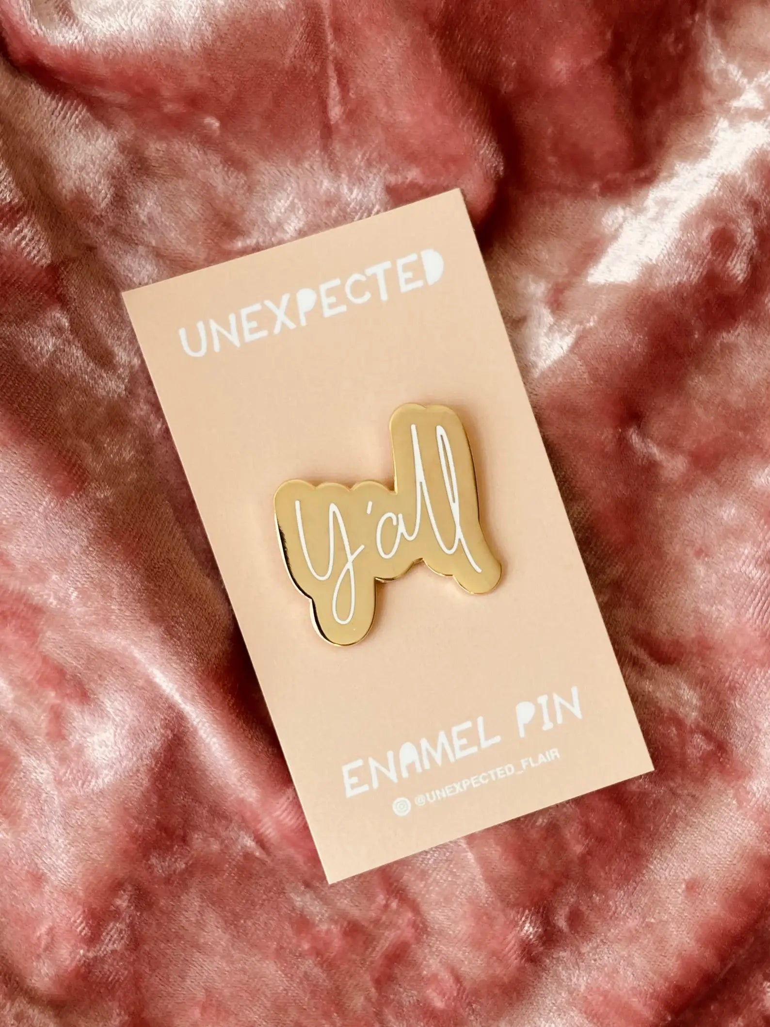 Gold Y'all Enamel Pin with metallic gold finish