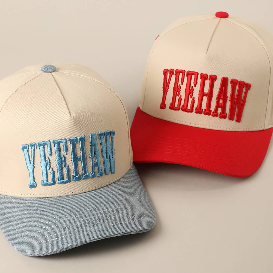 YEEHAW two-tone embroidered trucker hat front view