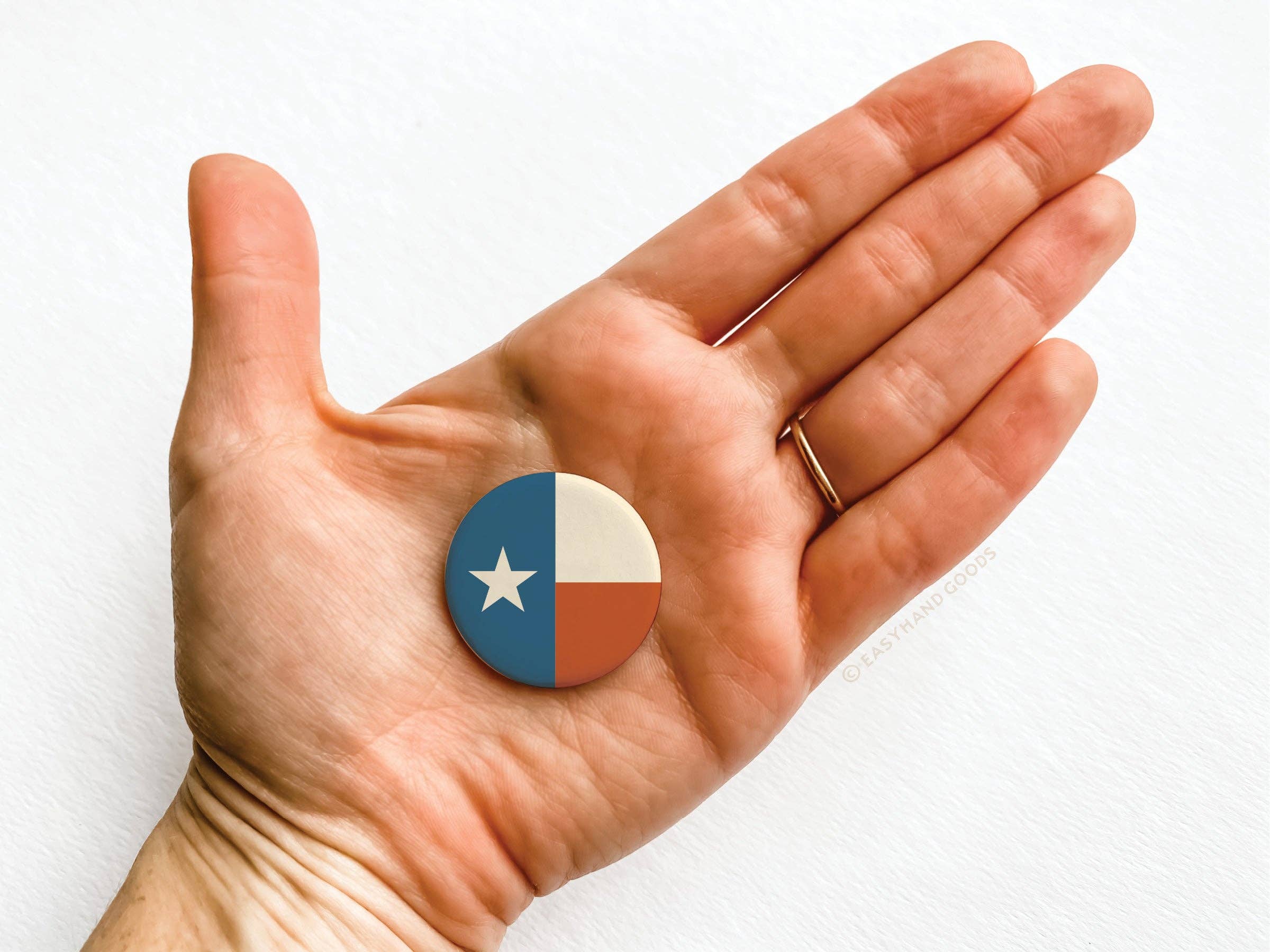 Texas Flag button pin styled on clothing