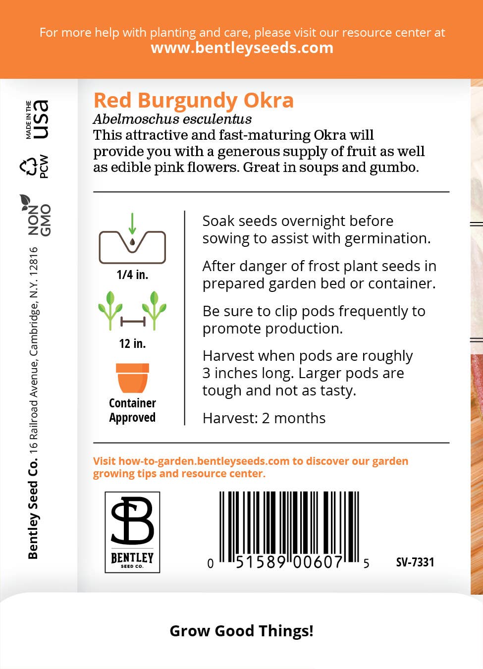 Red Burgundy Okra seeds planting instructions