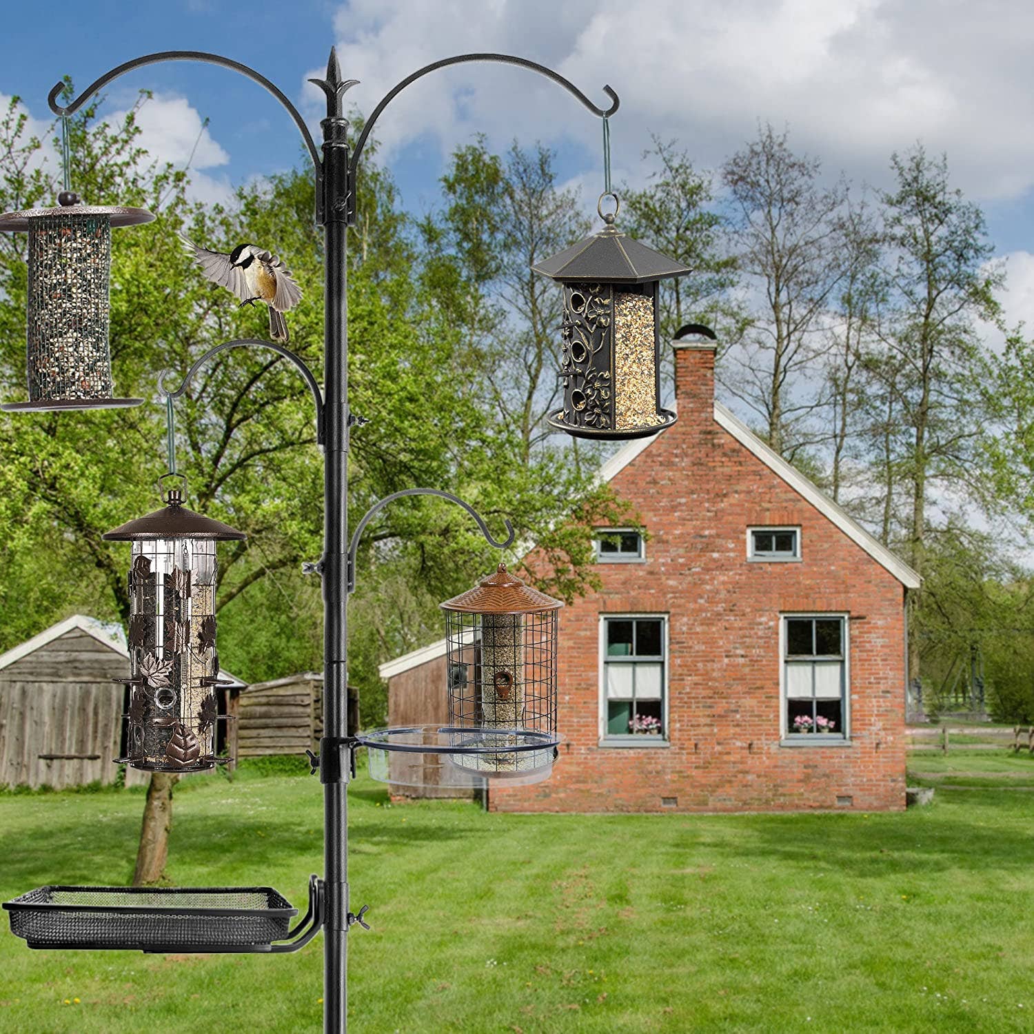 Ashman Premium Bird Feeding Station Kit, 22" Wide x 92" Tall (82" Above Ground Height), Multi Feeder Hanging Kit and Bird Bath for Attracting Birds