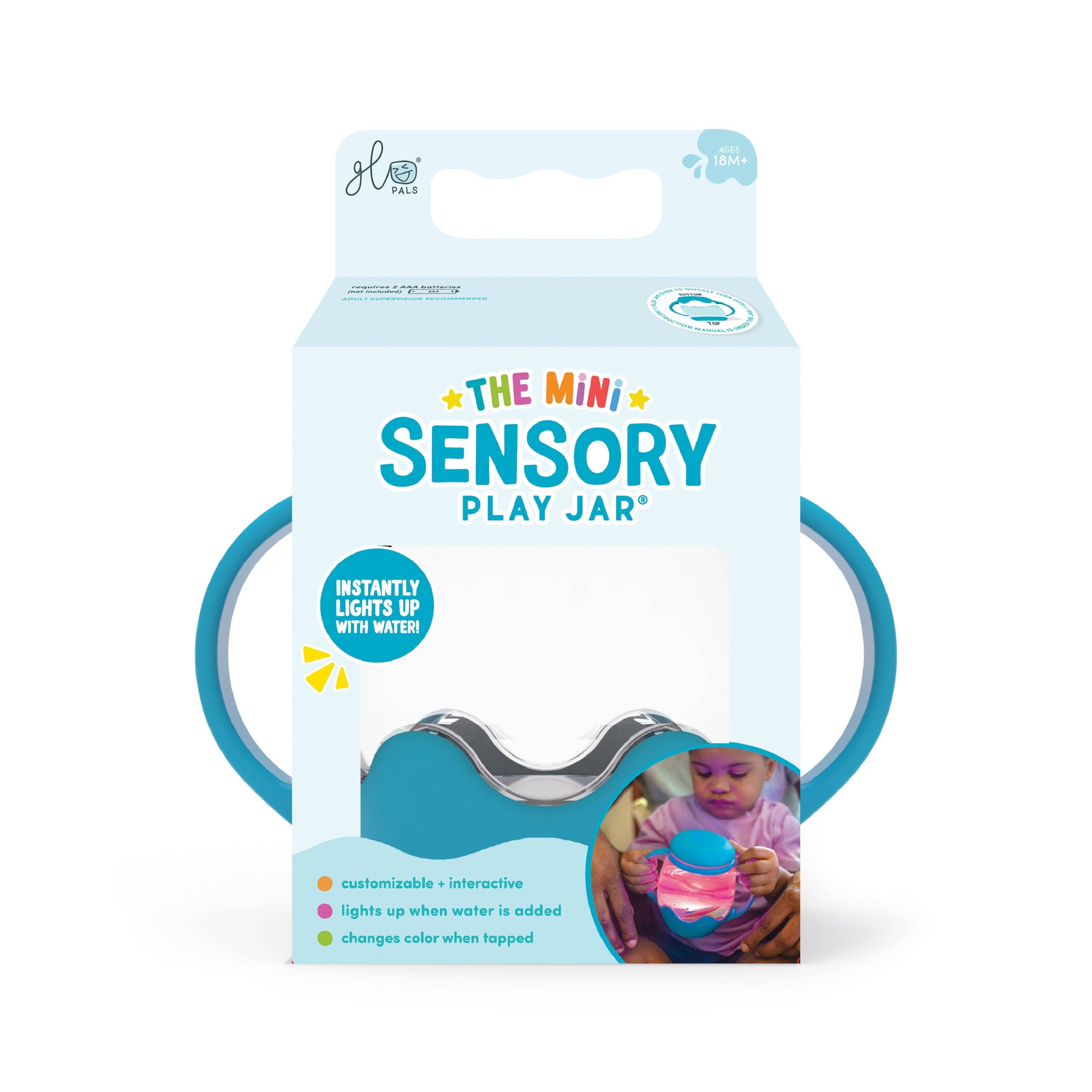 Glo Pals Mini Sensory Jar and Silicone Fun Filler Bundle blue