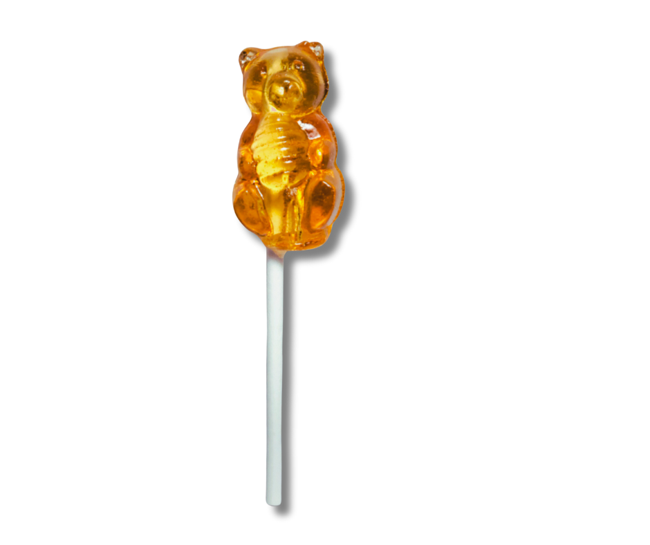 Honey Bear Pops honey lollipops close-up