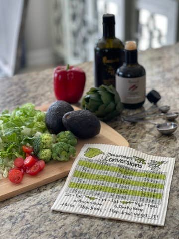 Cooking Measurements Swedish Cloth with conversion chart design